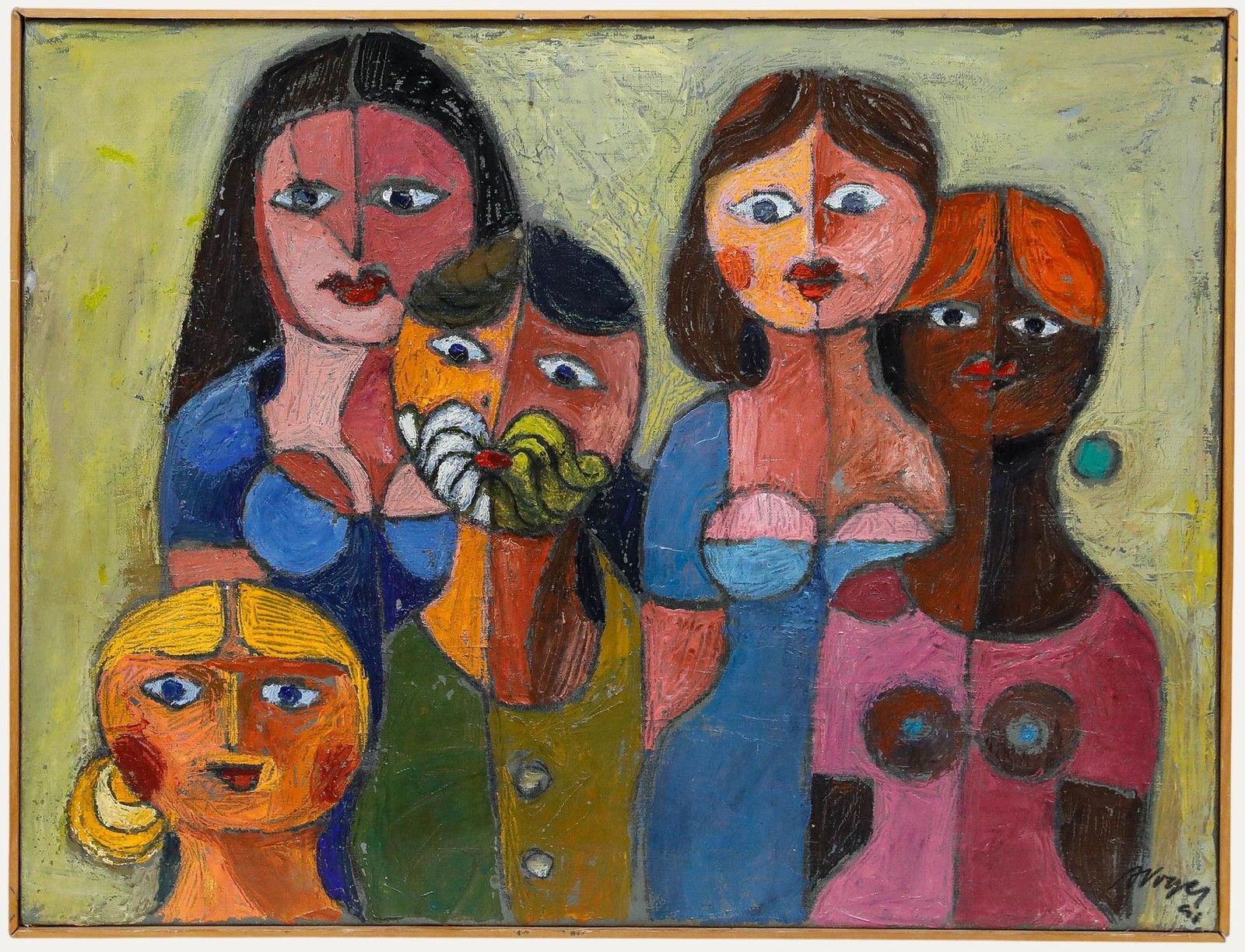 Alfred Vogel (1914 2003) Framed 20th Century Oil, Family Portrait