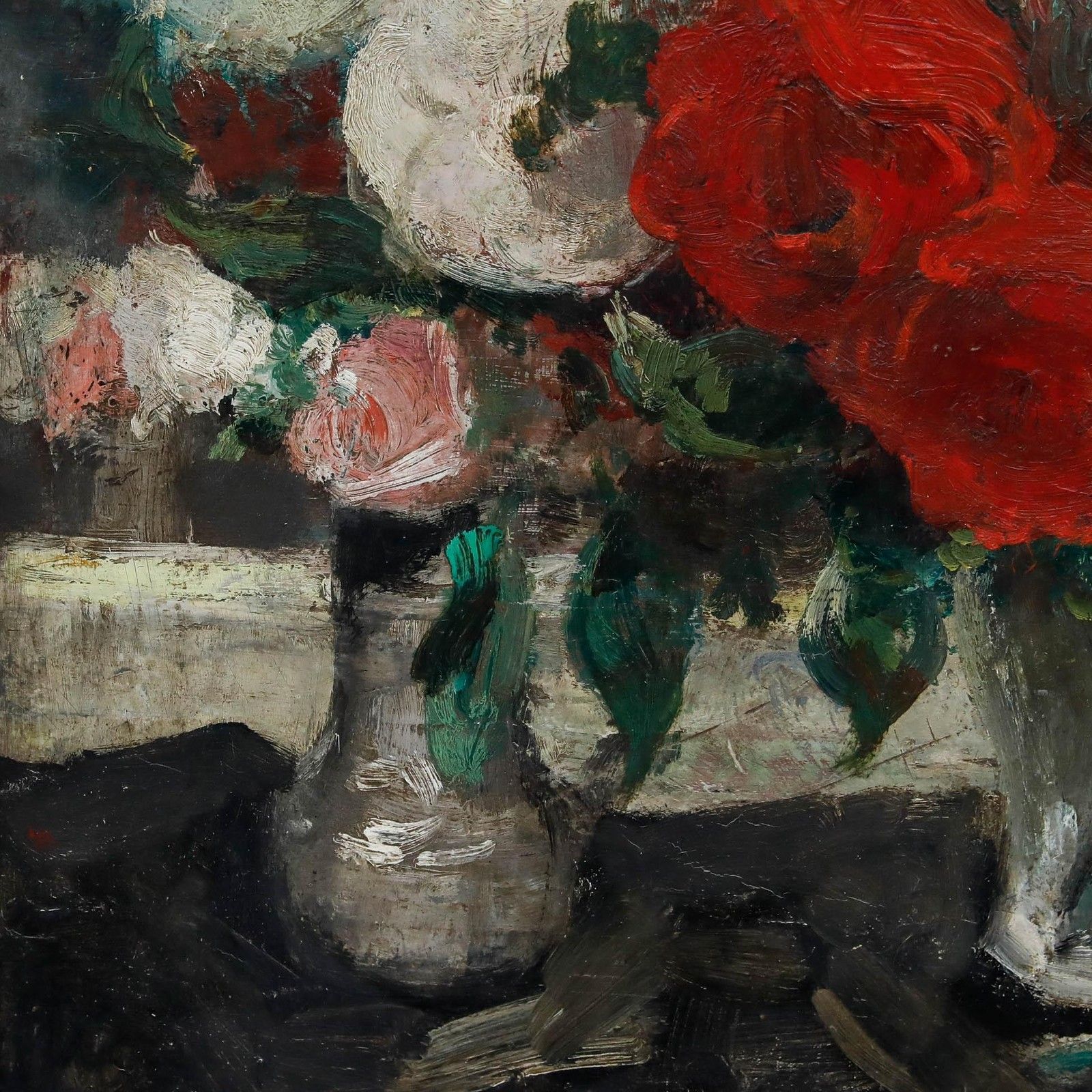 Marnix D'haveloose (1885 1973) Framed Oil, Still Life With Roses photo Art