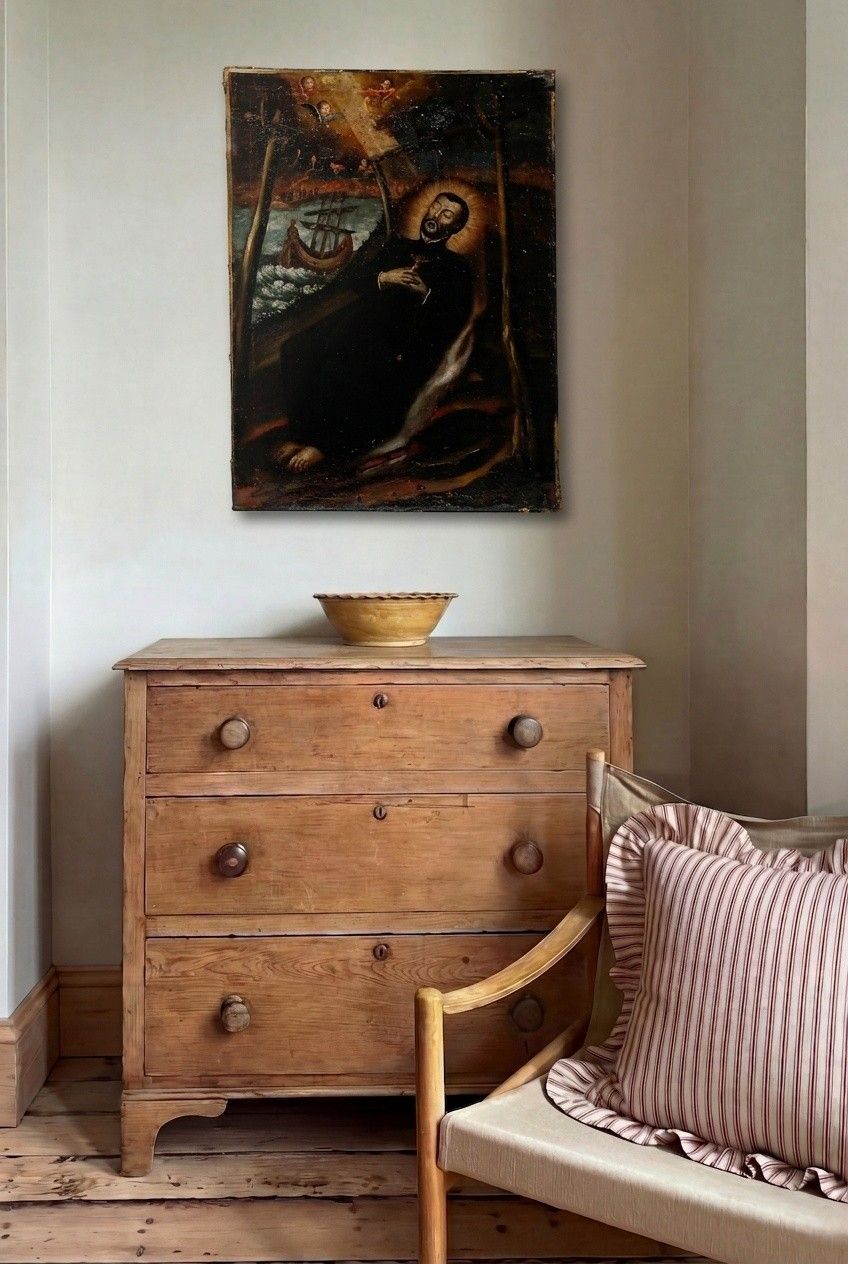 Spanish School 18th Century Oil Saint Aloysius Gonzaga photo for sale