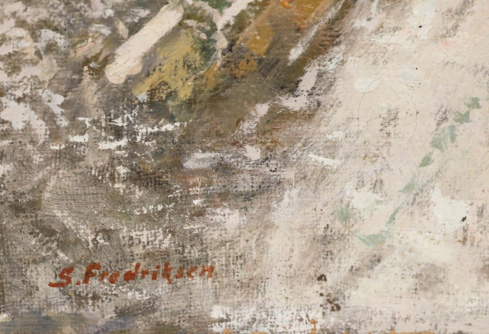 Sigurd Fredriksen (1907 1986) Mid 20th Century Oil, Snowy Garden photo vinterior