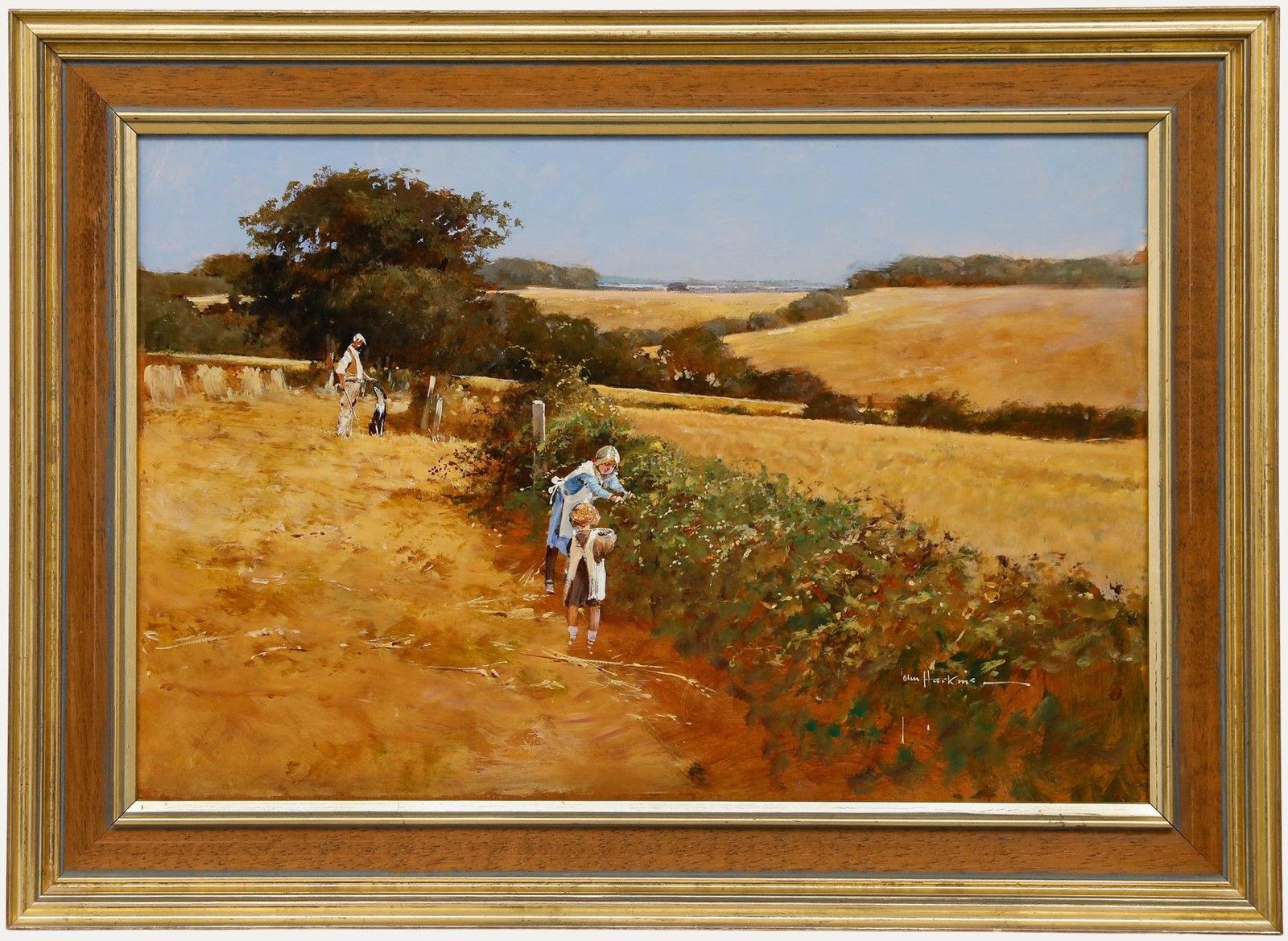 John Haskins (B.1938) 20th Century Acrylic, The Blackberry Pickers