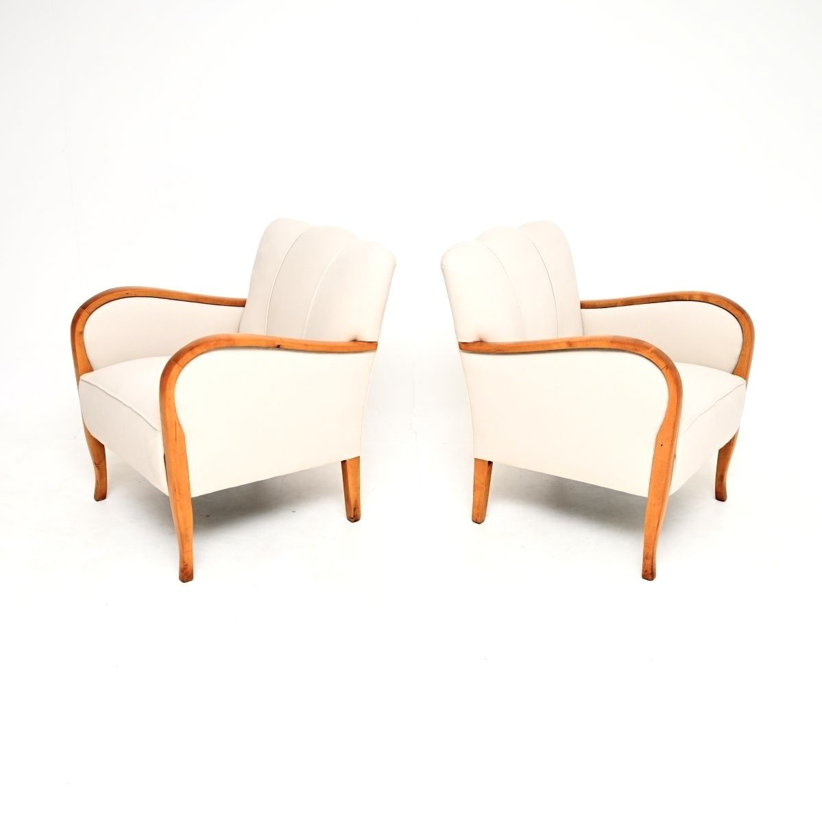 Pair Of Swedish Art Deco Armchairs In Satin Birch photo for sale