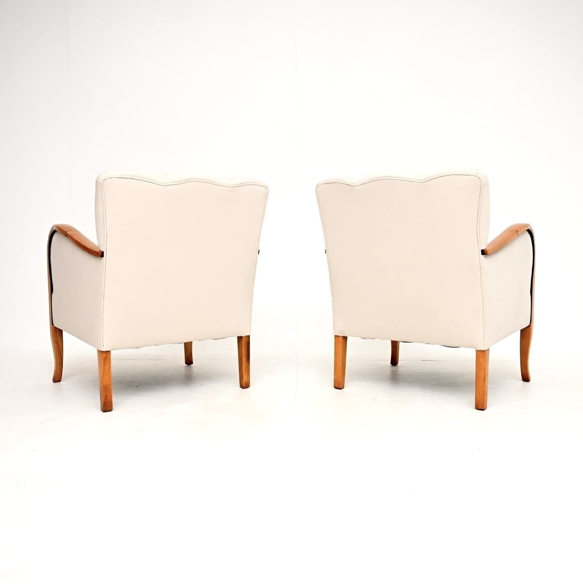 Pair Of Swedish Art Deco Armchairs In Satin Birch photo vintage