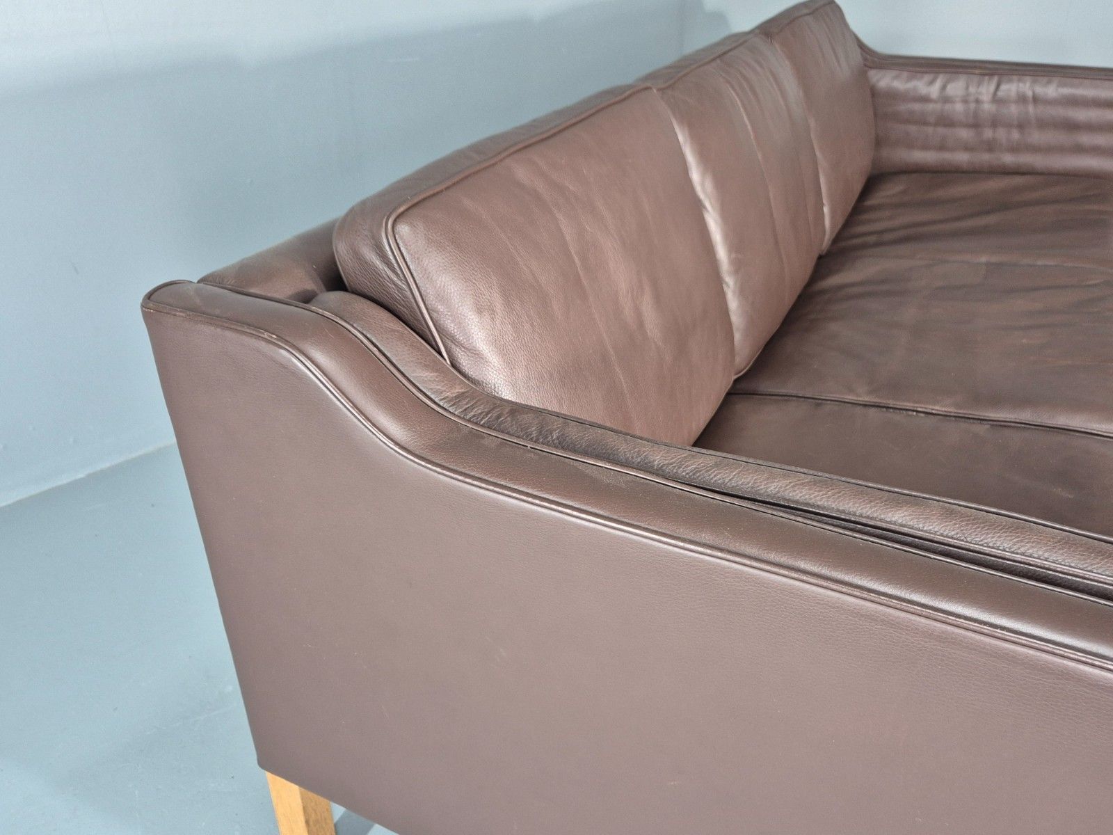 photo vinterior Vintage 3 Seater Sofa Mid Century Retro Brown Leather Mogensen  Eb11637 M3ss