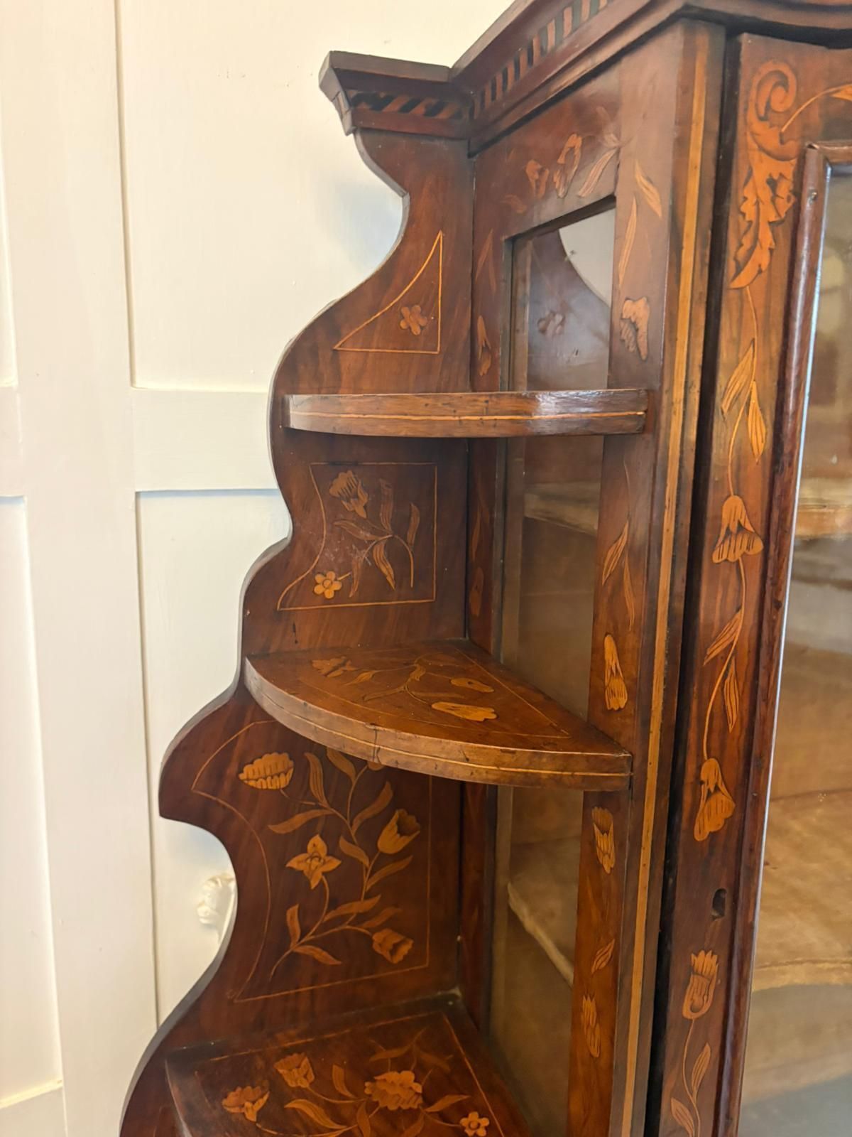 photo buy Antique Dutch Marquetry Walnut Bookcase