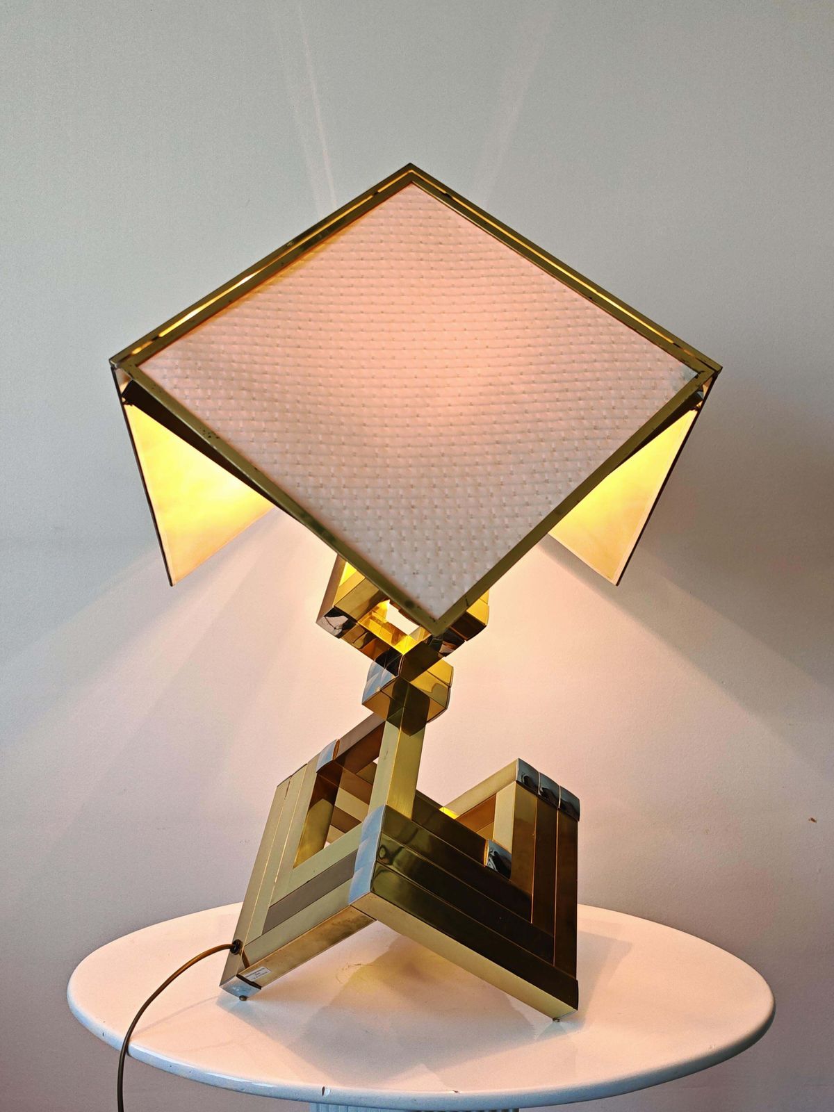 Monumental Mid Century Sculptural Table Lamps Attr. To Willy Rizzo, Italy 1970s photo Lighting