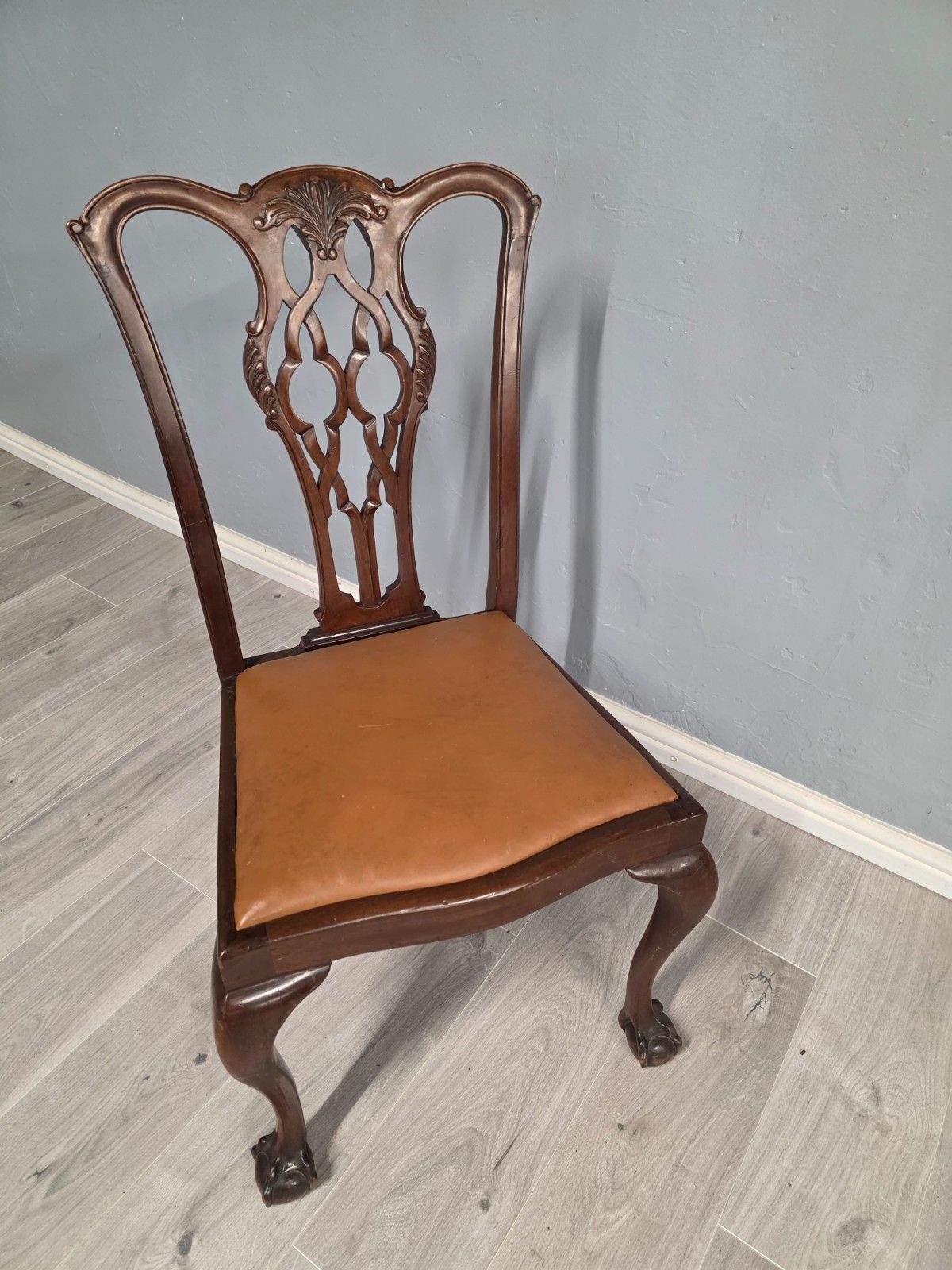 photo for sale Antique Set Of 6 Mahogany Chippendale Style Dining Chairs