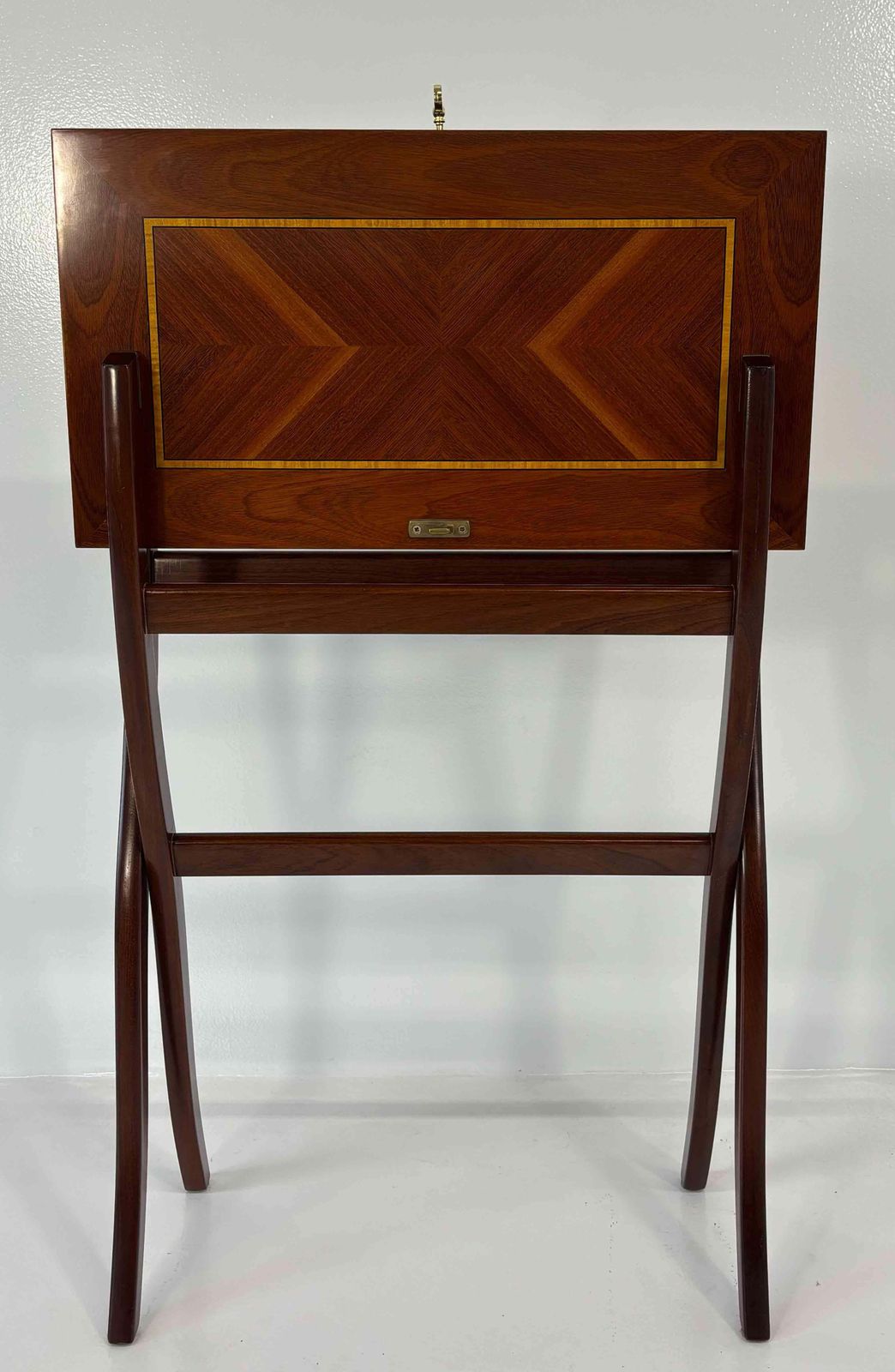 Italian Travel Writing Desk With Fine Veneer And Green Leather, De Baggis Cantù photo Furniture