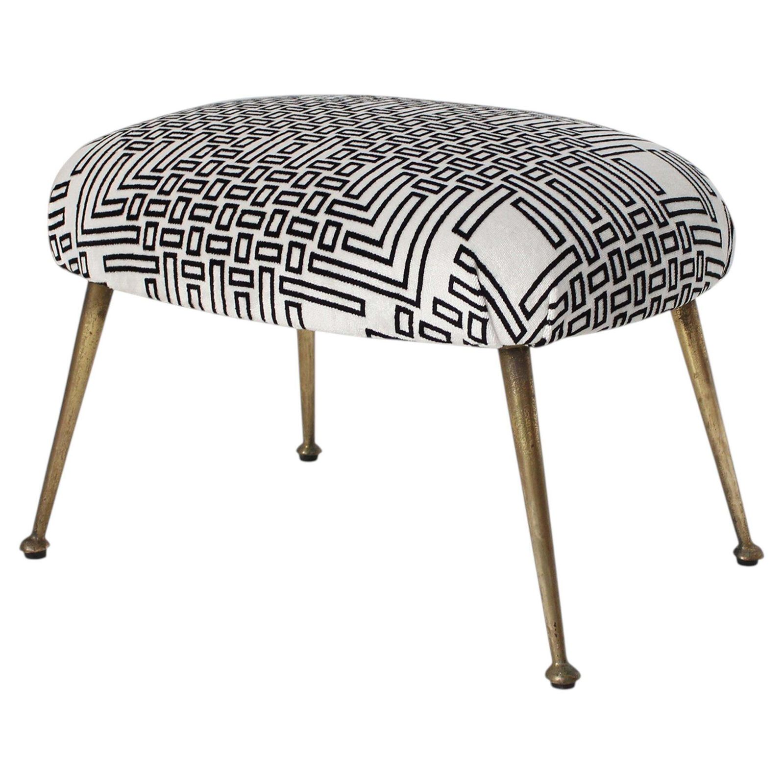 Mid Century Black And White Geometric Footstool, Italy, 1950