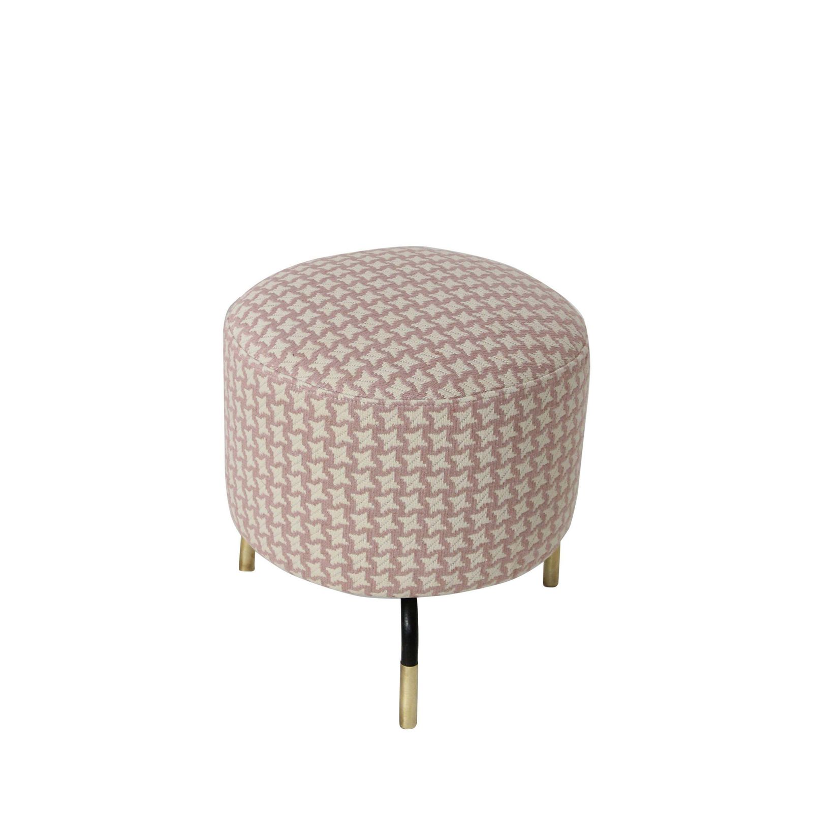 Mid Century Footstool With Pink Geometric Fabric, Italy, 1950 photo Furniture