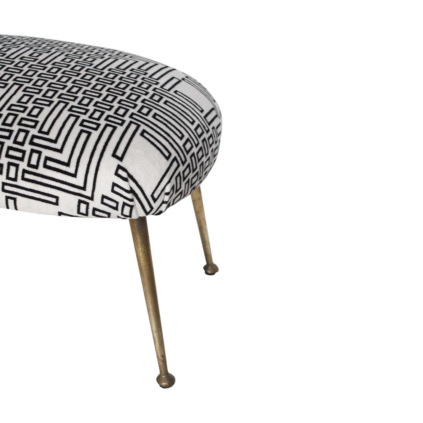 Mid Century Black And White Geometric Footstool, Italy, 1950 photo vintage