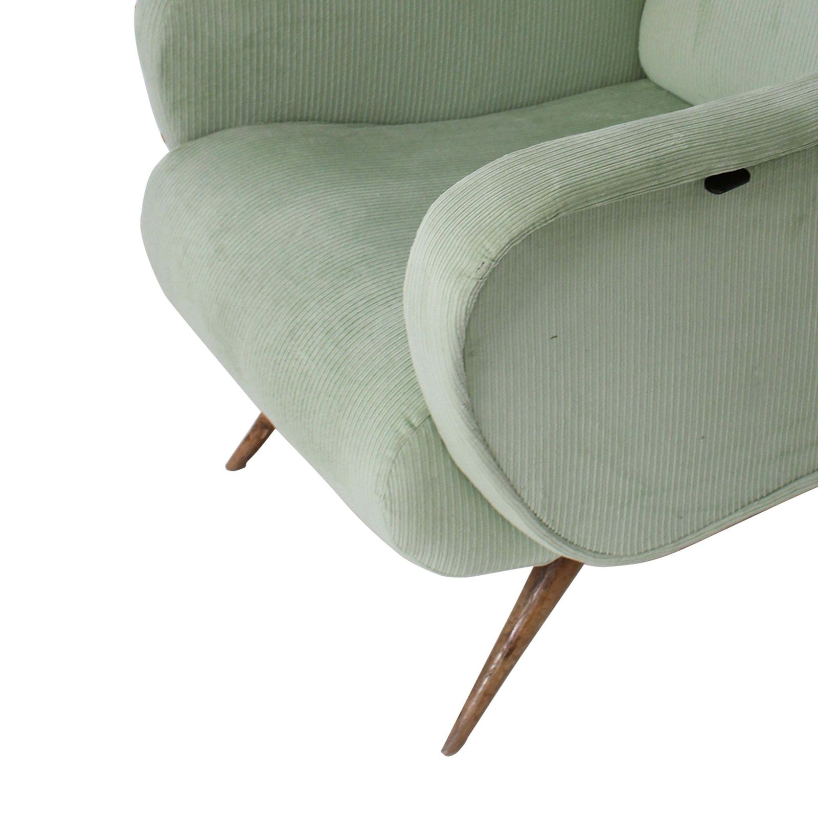 Aqua Green Ribbed Reclining Armchair, Italy, 1950. photo vintage