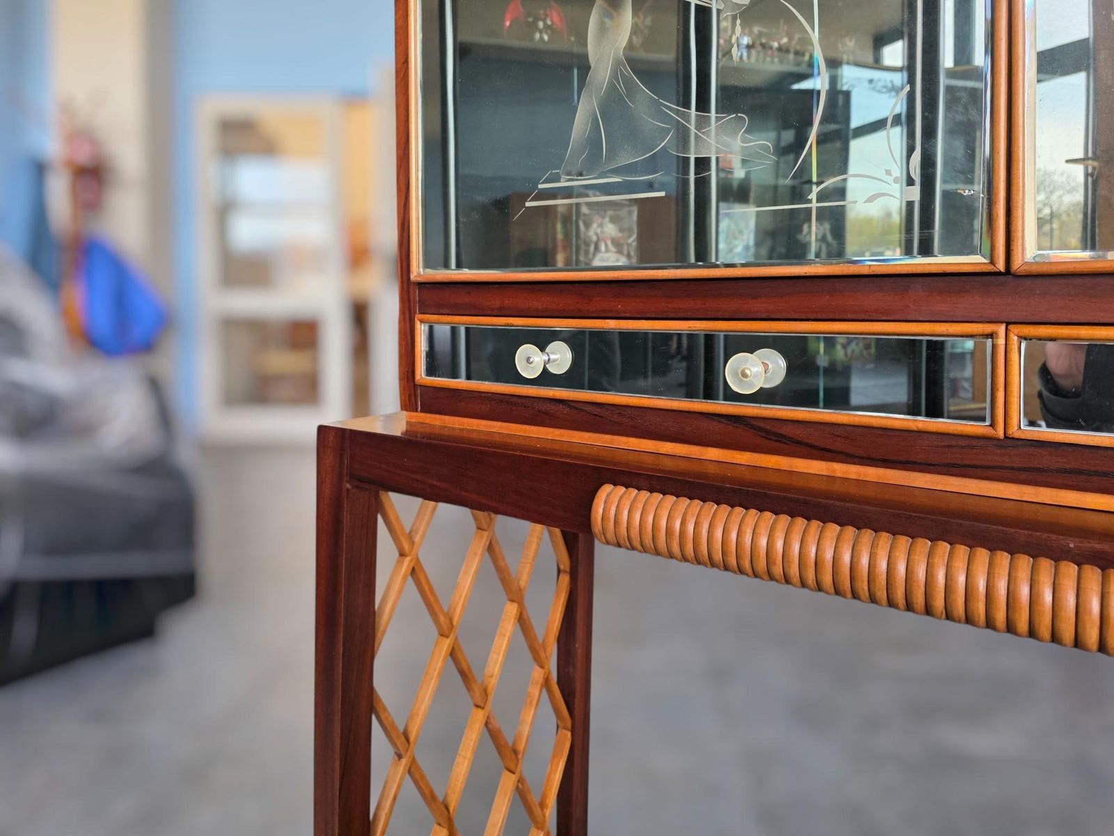 photo buy Italian Art Deco Rationalist Mirrored Sideboard Or Cabinet Bar, 1930s