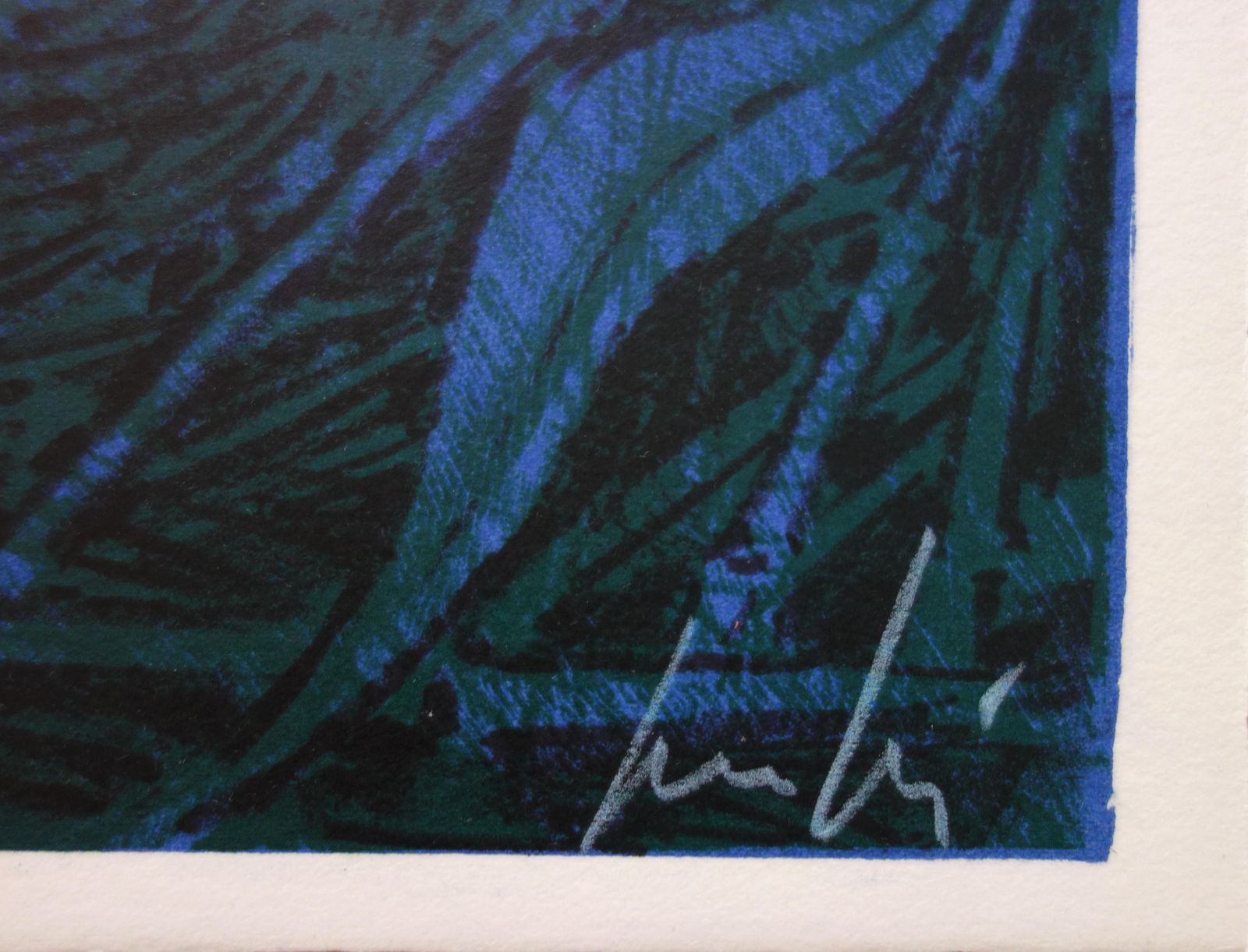 Cesare Peverellisurrealist Landscape With Blue Moon   Original Handsigned Lithograph1972 photo Art