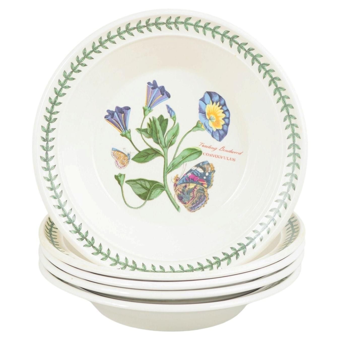 Portmeirion England. Set Of 5 Deep Faience Plates. "The Botanic Garden" Series.