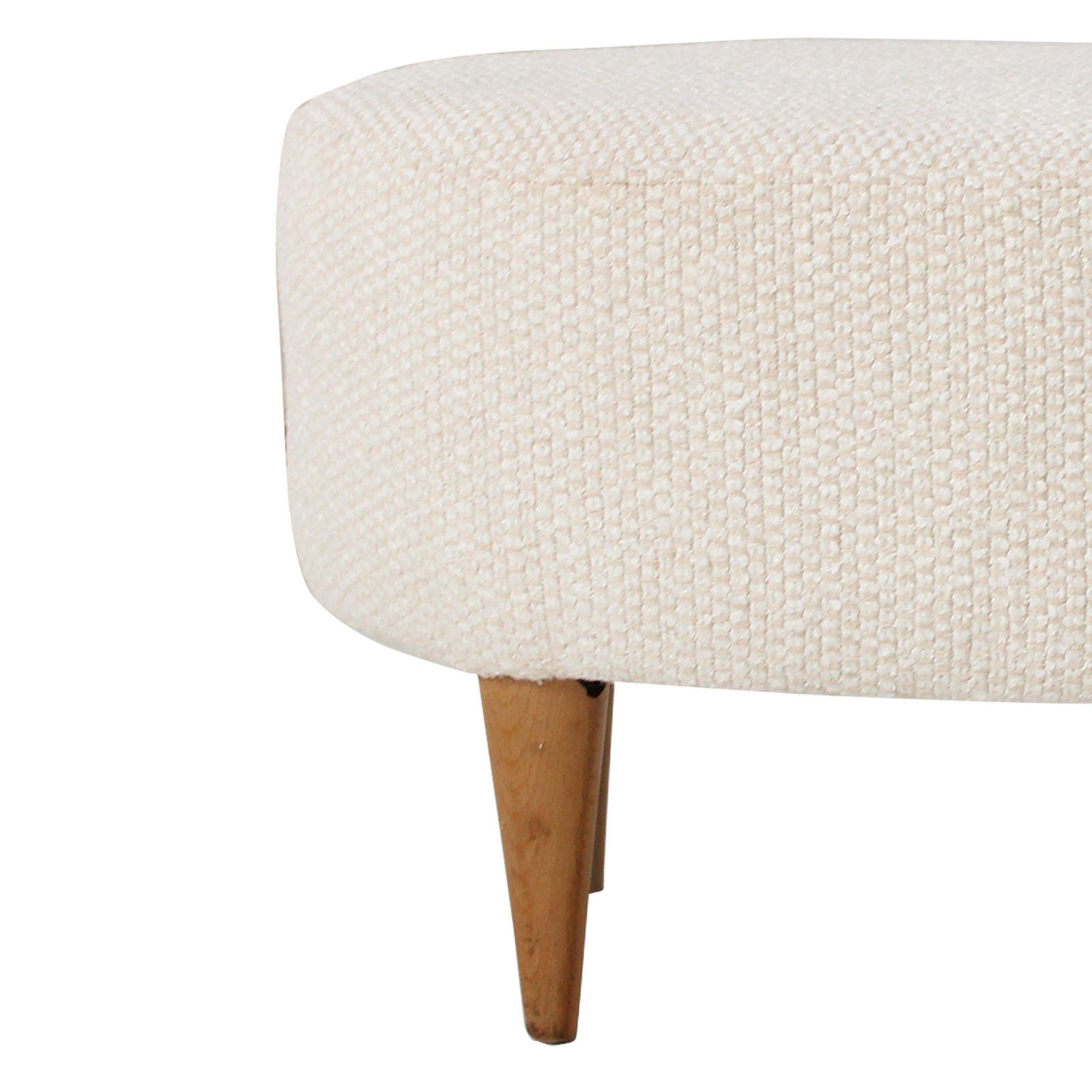 Cream Upholstered Footstool With Wooden Legs, Italy, 1960. photo for sale
