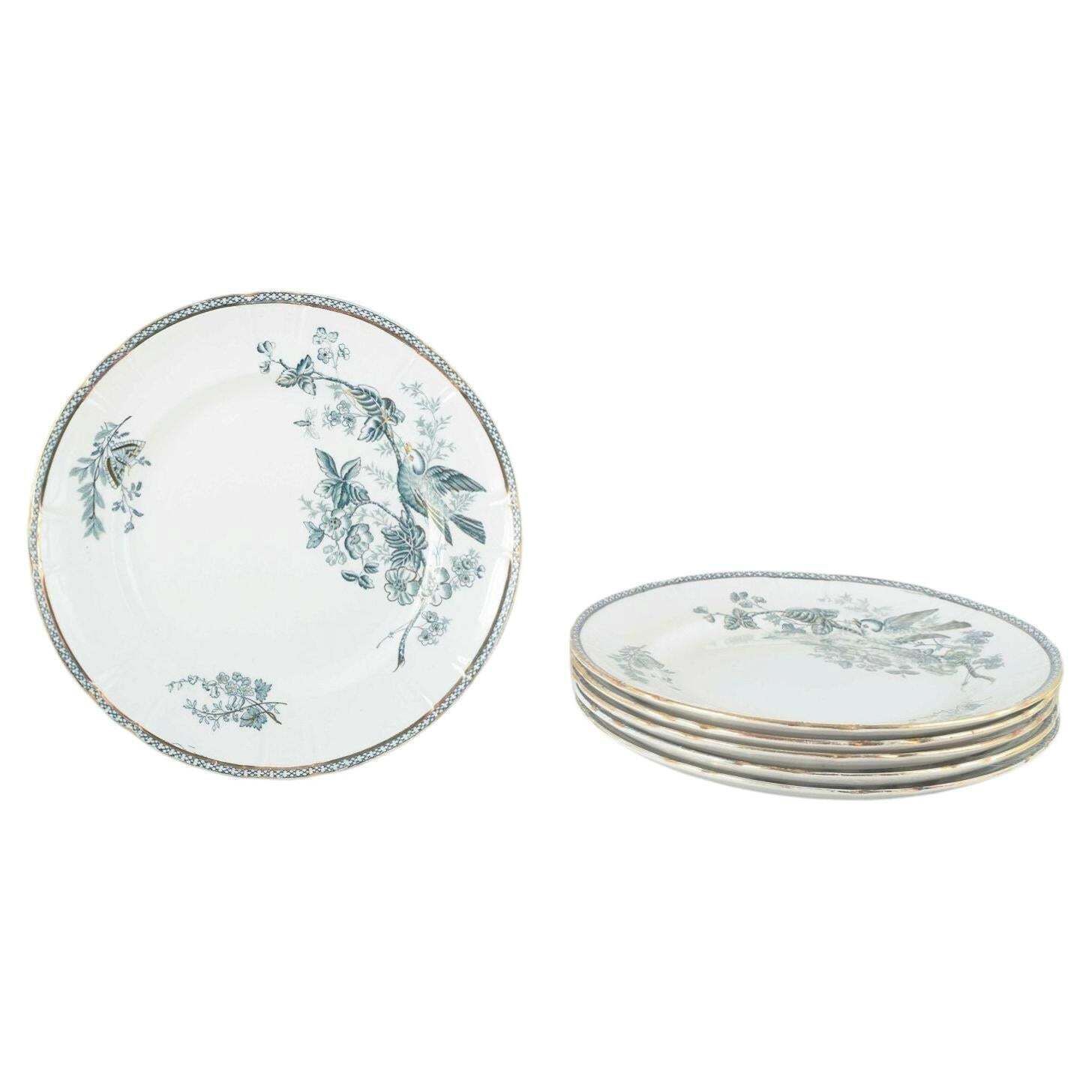 Gustavsberg "Wexiö". Zes lunchborden in faience met gedrukte decoratie.