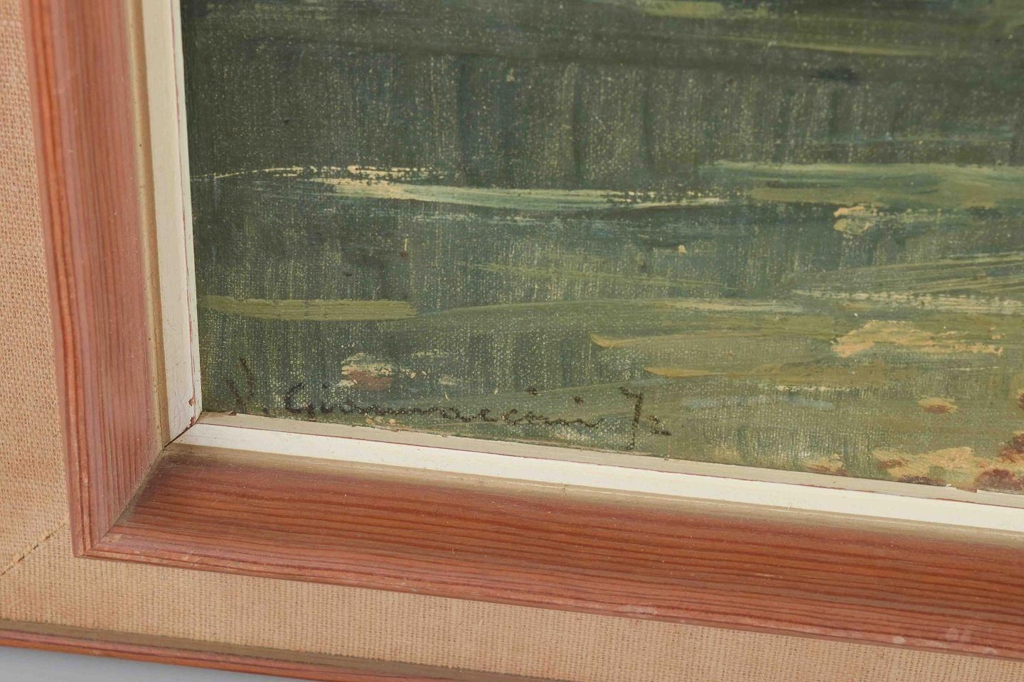 Ilio Giannaccini. Paysage de campagne avec route et conducteur de charrette. Huile sur toile. photo for sale
