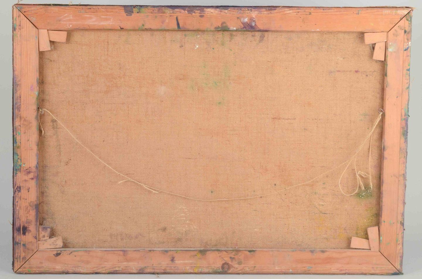 Johnny Madsen, artiste danois. Scène de village avec maison. Huile sur toile. photo Art