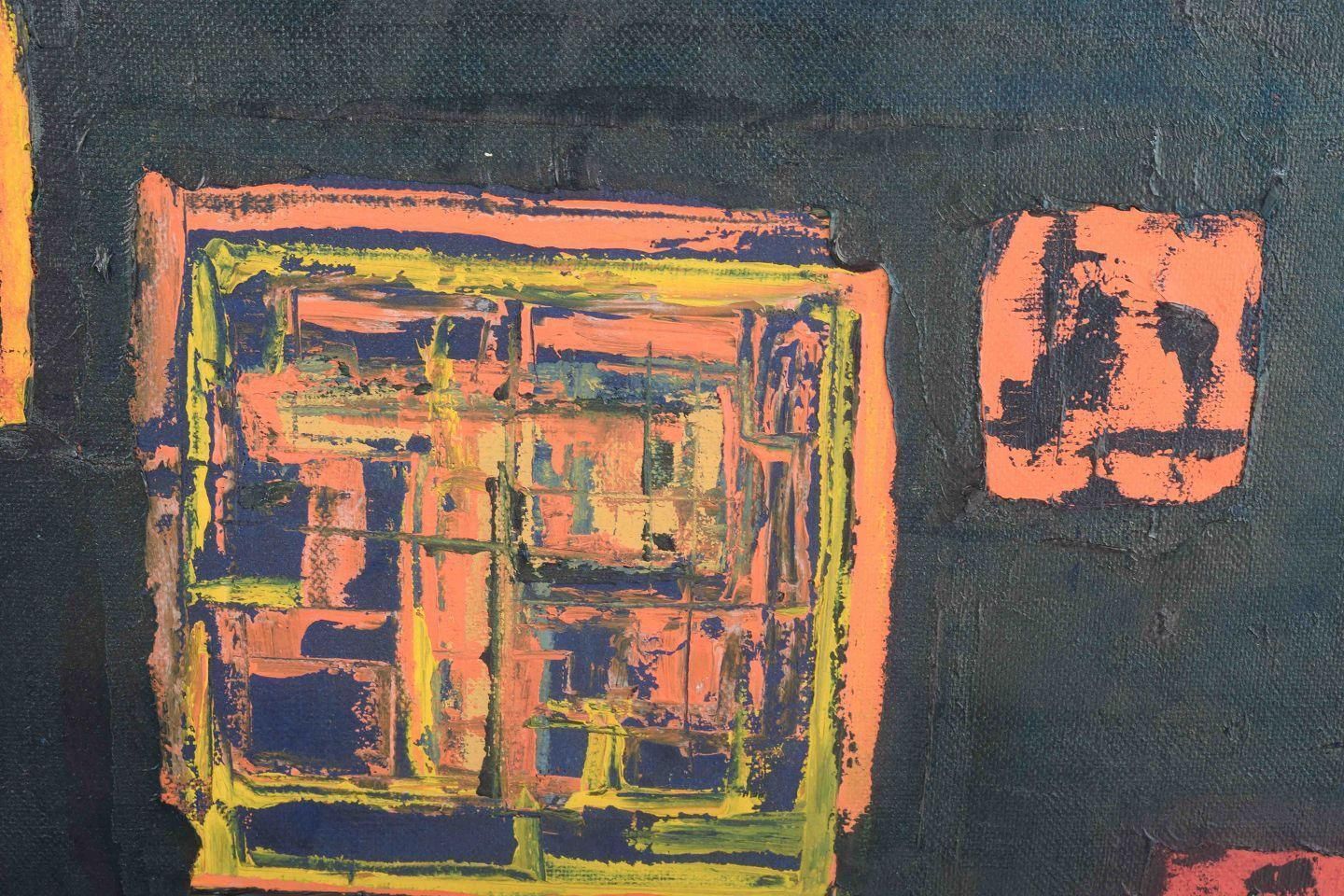Artiste scandinave. Composition abstraite. Huile sur panneau. Datée 1966 photo furniture