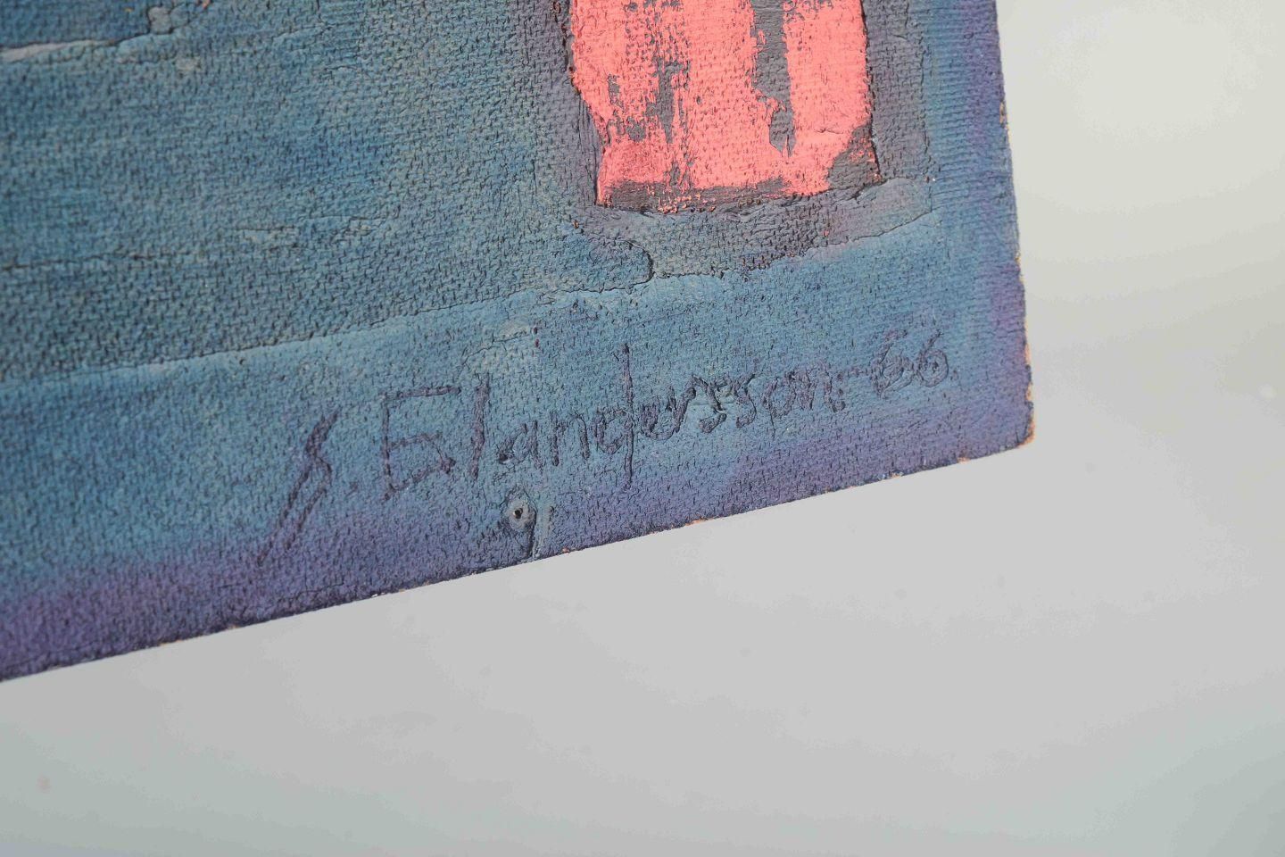 Artiste scandinave. Composition abstraite. Huile sur panneau. Datée 1966 photo for sale