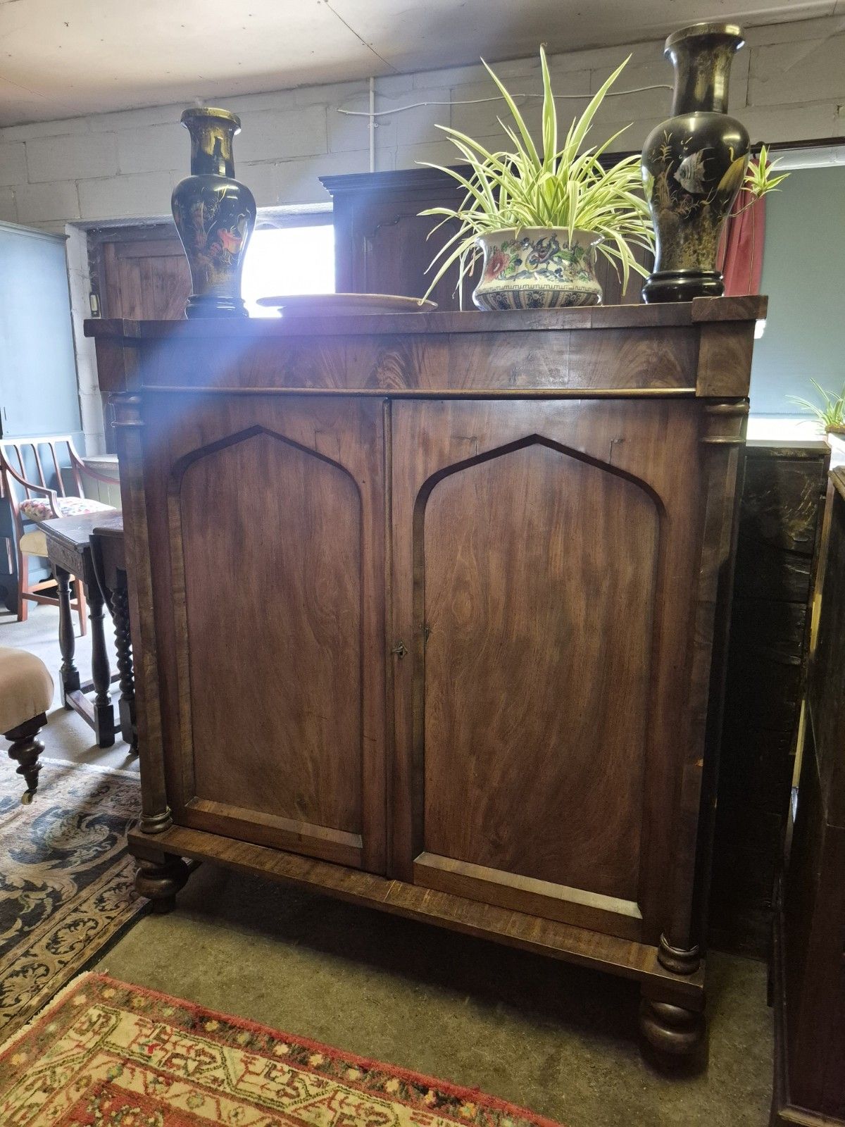 395.0 Victorian Flame Mahogany Cupboard photo