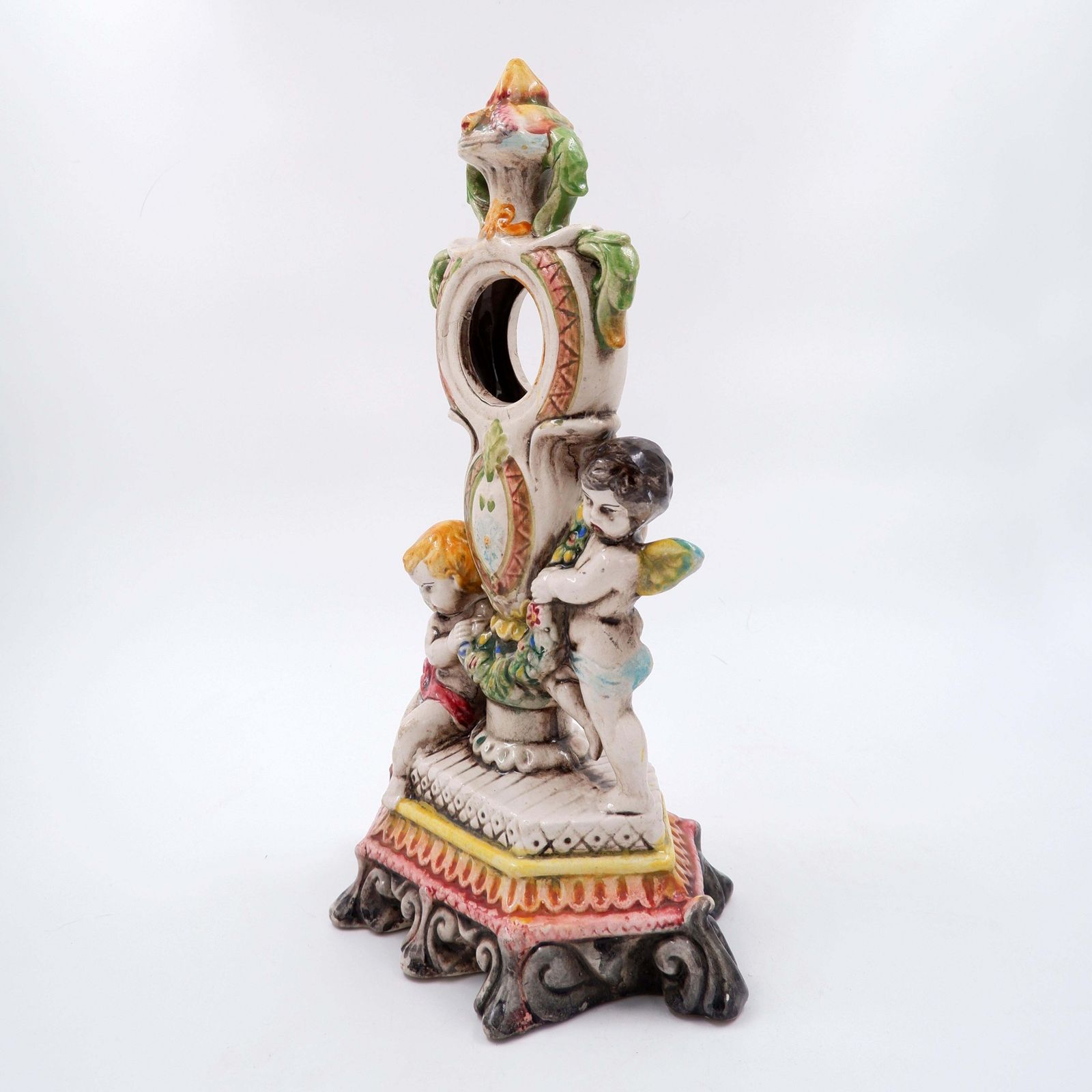 Antique Porcelain Mantel Clock In The Rococo Style   19th Century. photo furniture