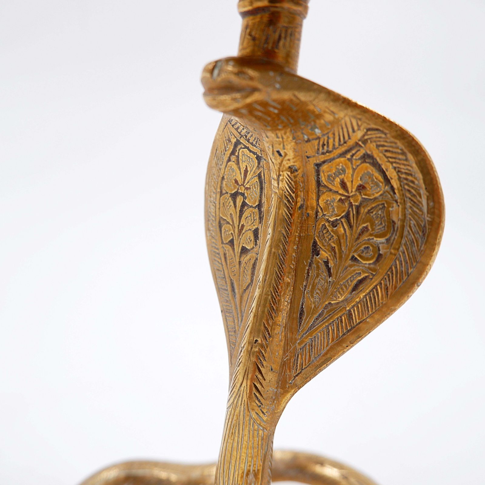 Pair Of Engraved Brass Cobra Candlesticks   Bohemian Style, 1960s photo 574.0