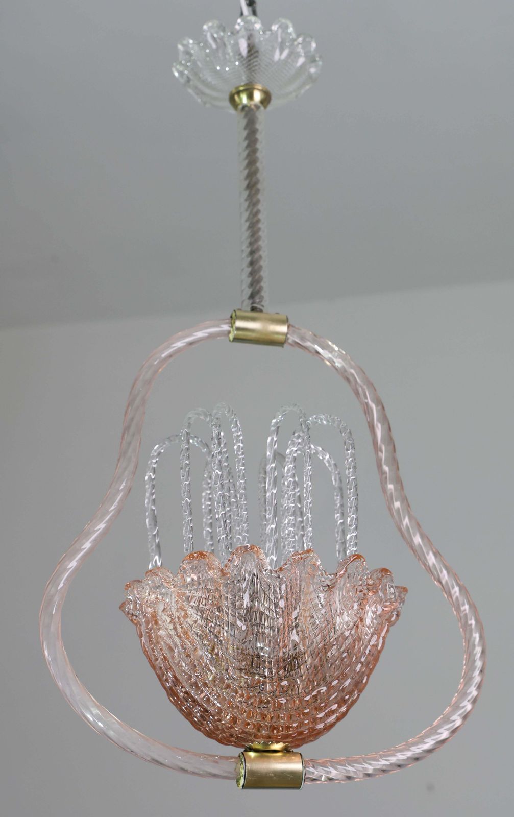 Charming Pink And Trasparent Murano Glass Chandelier By Barovier E Toso, 1950s photo buy