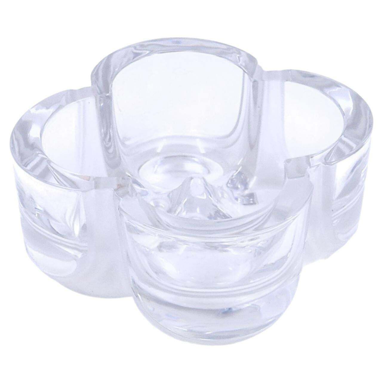 Daum Crystal France Trinket Tray In Clear And Frosted Glass   Circa 1980