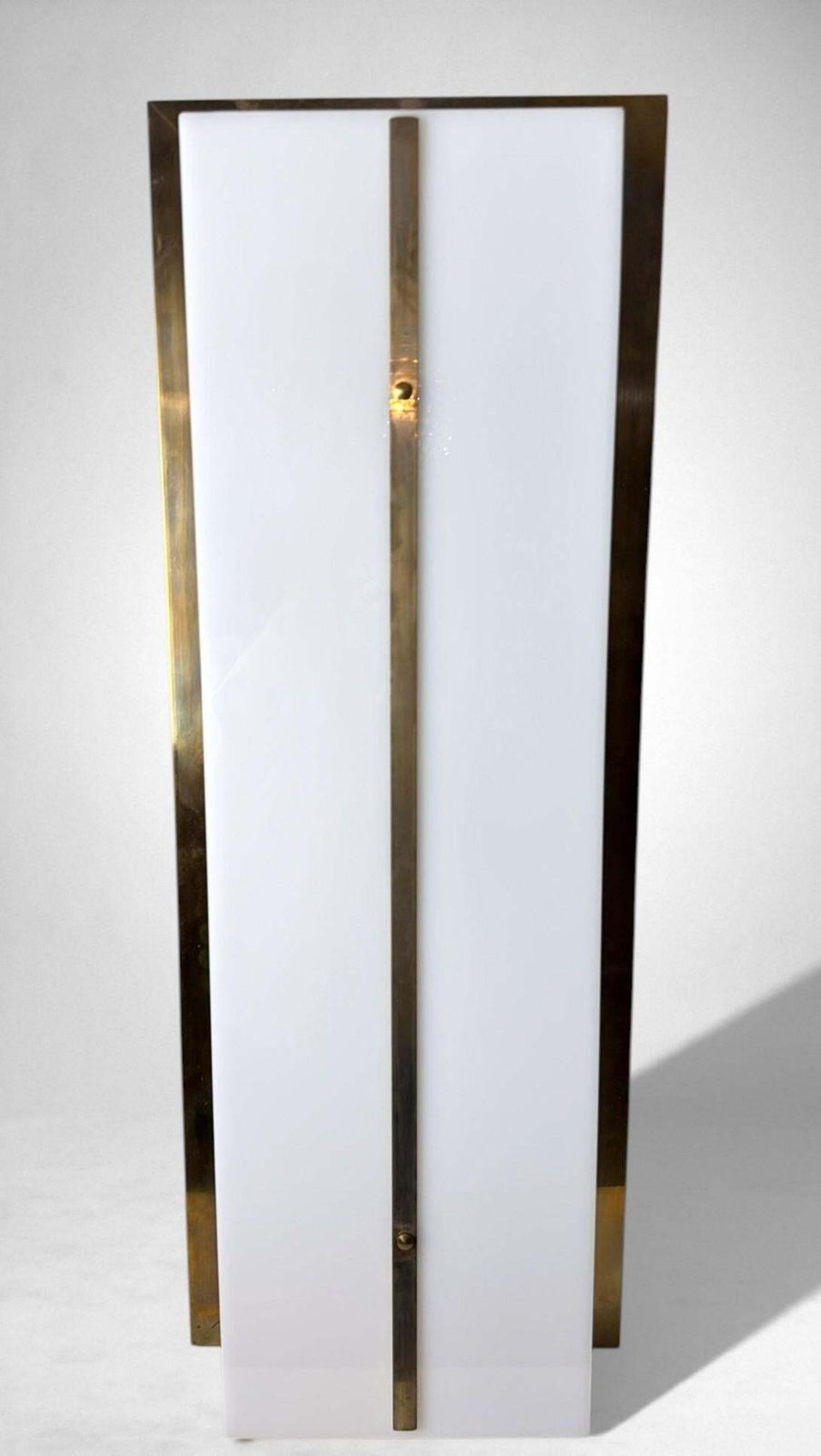 Romeo Rega Style Pair Of Large Italian Brass And Opaline Plexiglass Wall Sconces photo Lighting