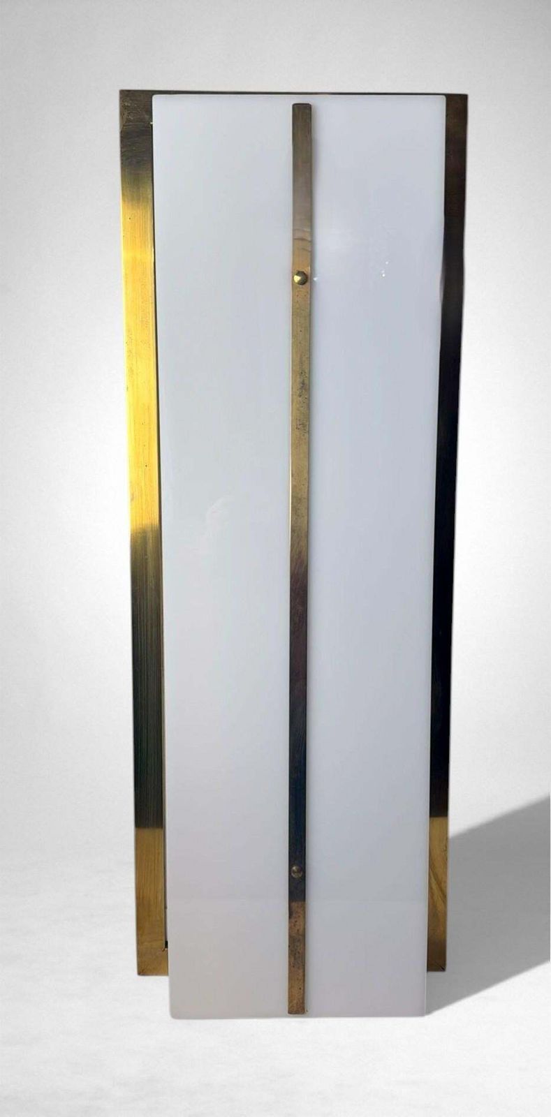 Romeo Rega Style Pair Of Large Italian Brass And Opaline Plexiglass Wall Sconces photo 1652.0