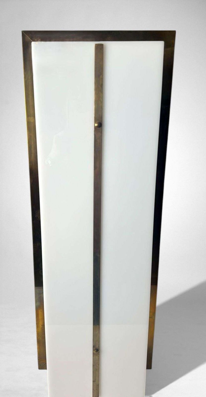 Romeo Rega Style Pair Of Large Italian Brass And Opaline Plexiglass Wall Sconces photo buy