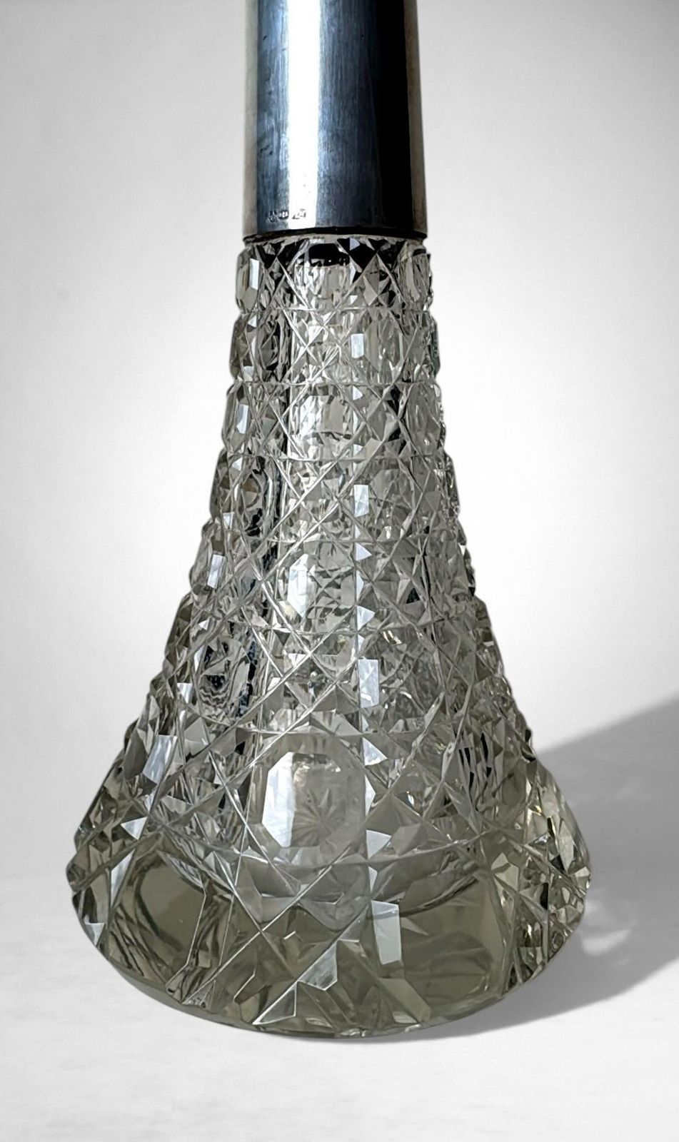 Biedermeier Large Bohemian Crystal Perfume Bottle With German Sterling Silver photo buy