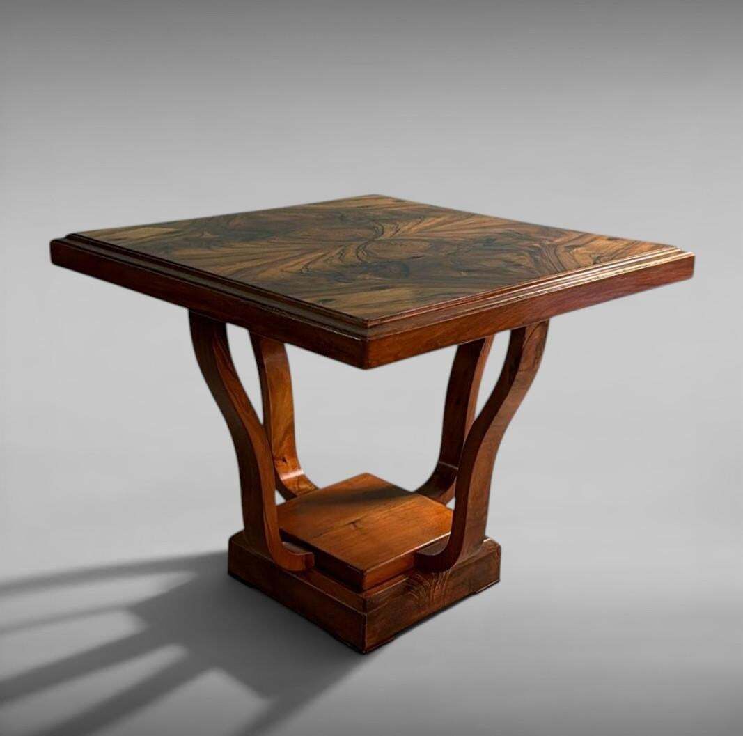 Italian Art Deco Square Coffee Table With Dual Tier Base photo vinterior