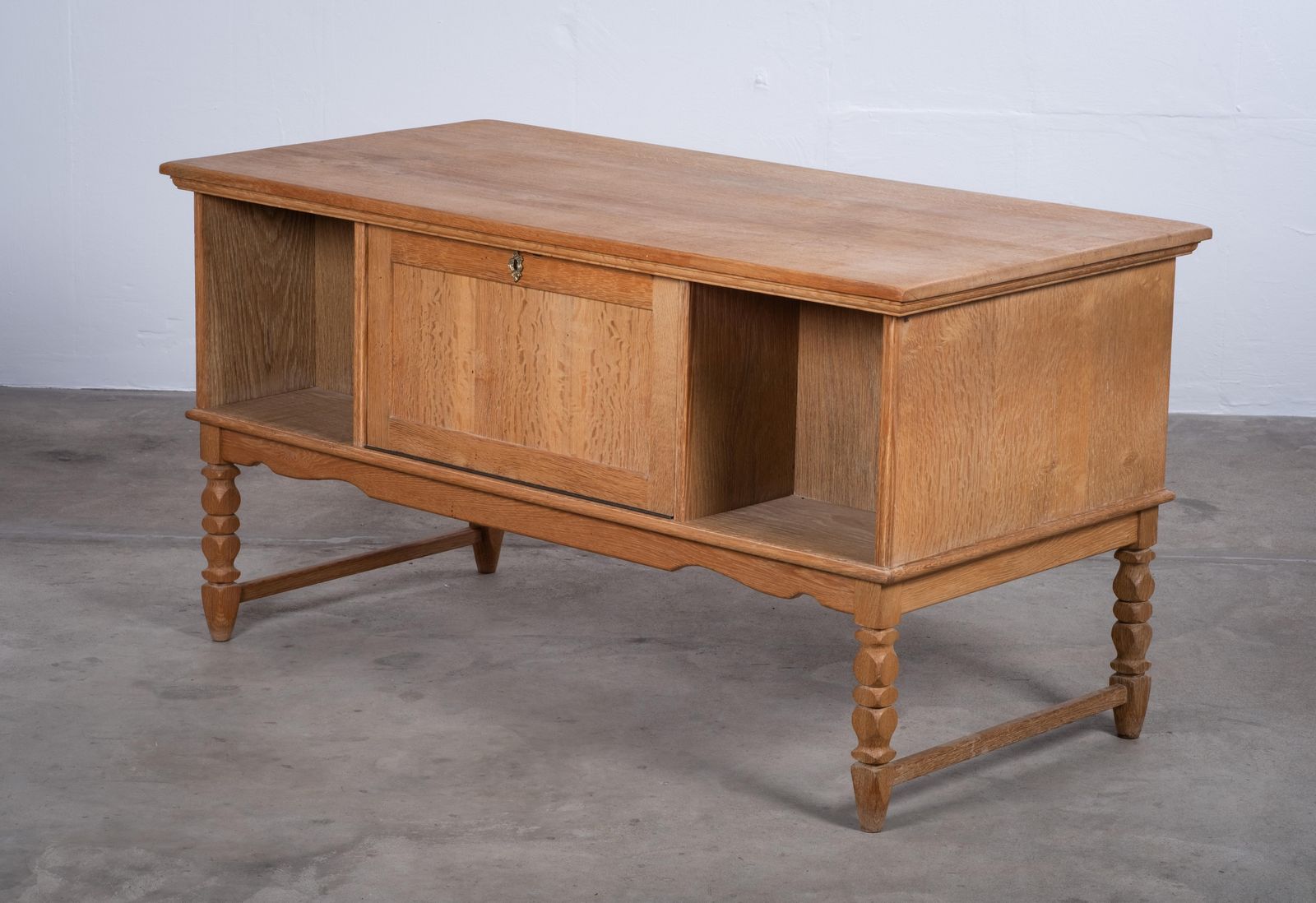 1749.0 Freestanding Oak Desk Attributed To Henning Kjærnulf, Denmark, 1960s photo