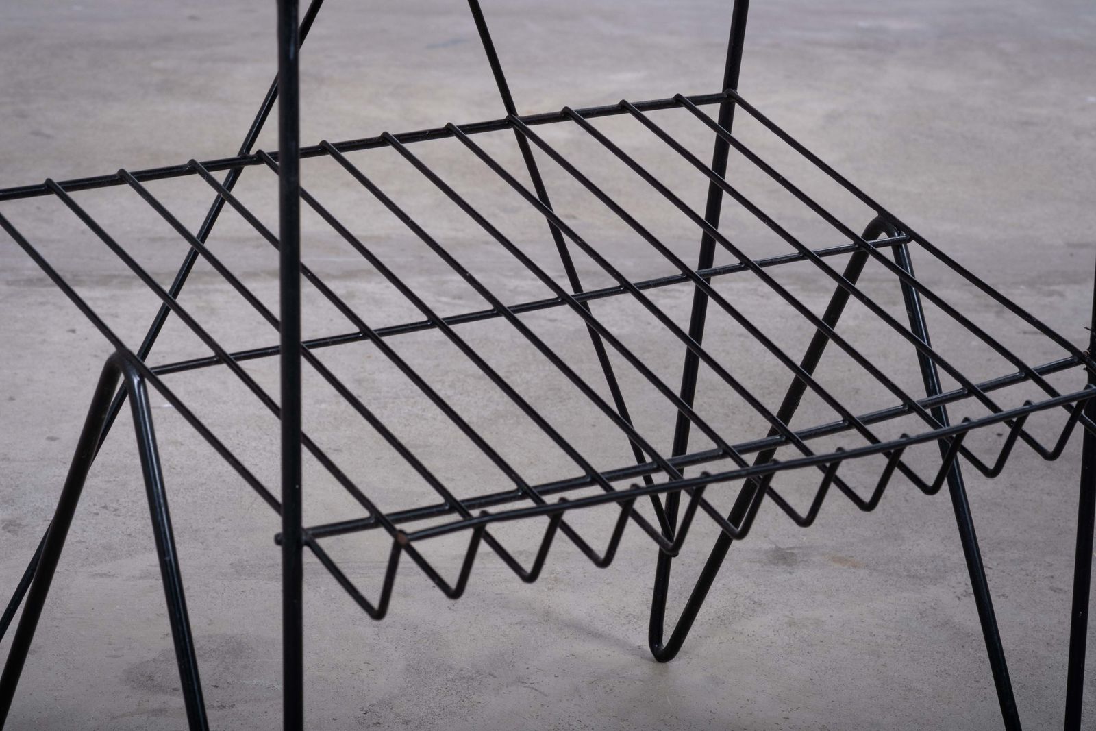 Pair Of Teak Side Tables With Magazine Rack And Metal Frame, Denmark, 1960s photo vintage