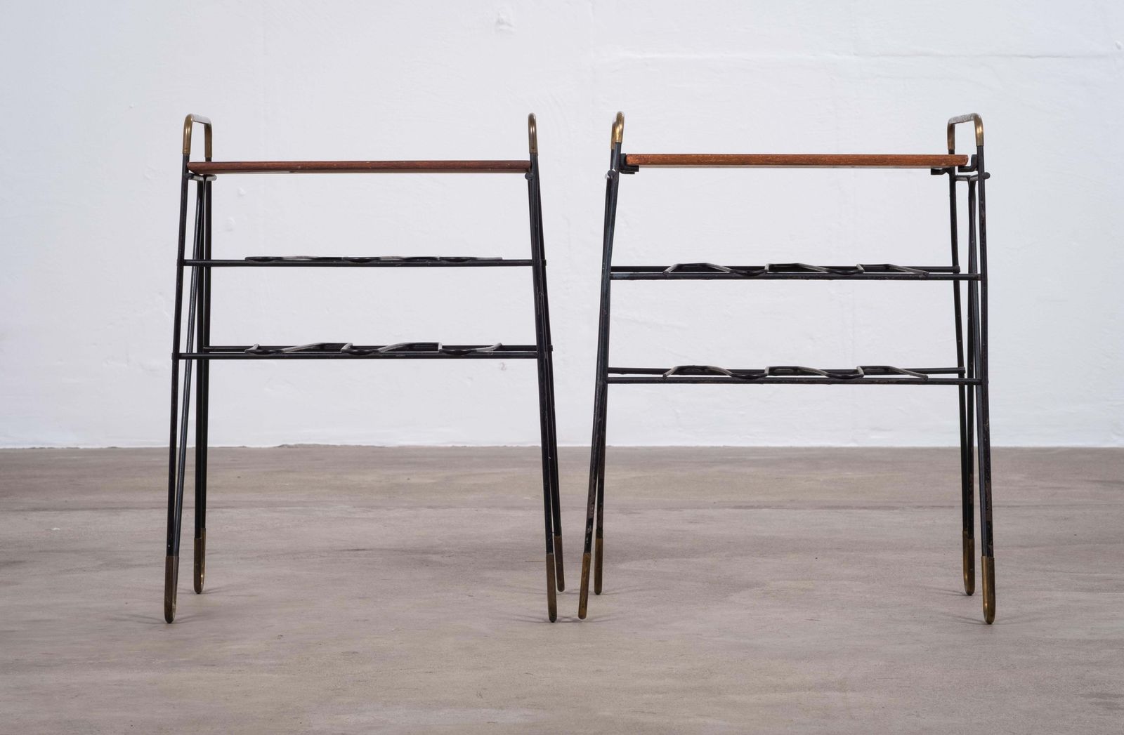 Pair Of Teak Side Tables With Metal Frame, Denmark, 1960s photo Furniture