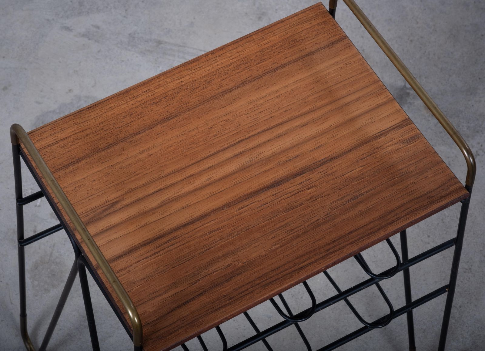 Pair Of Teak Side Tables With Metal Frame, Denmark, 1960s photo vinterior