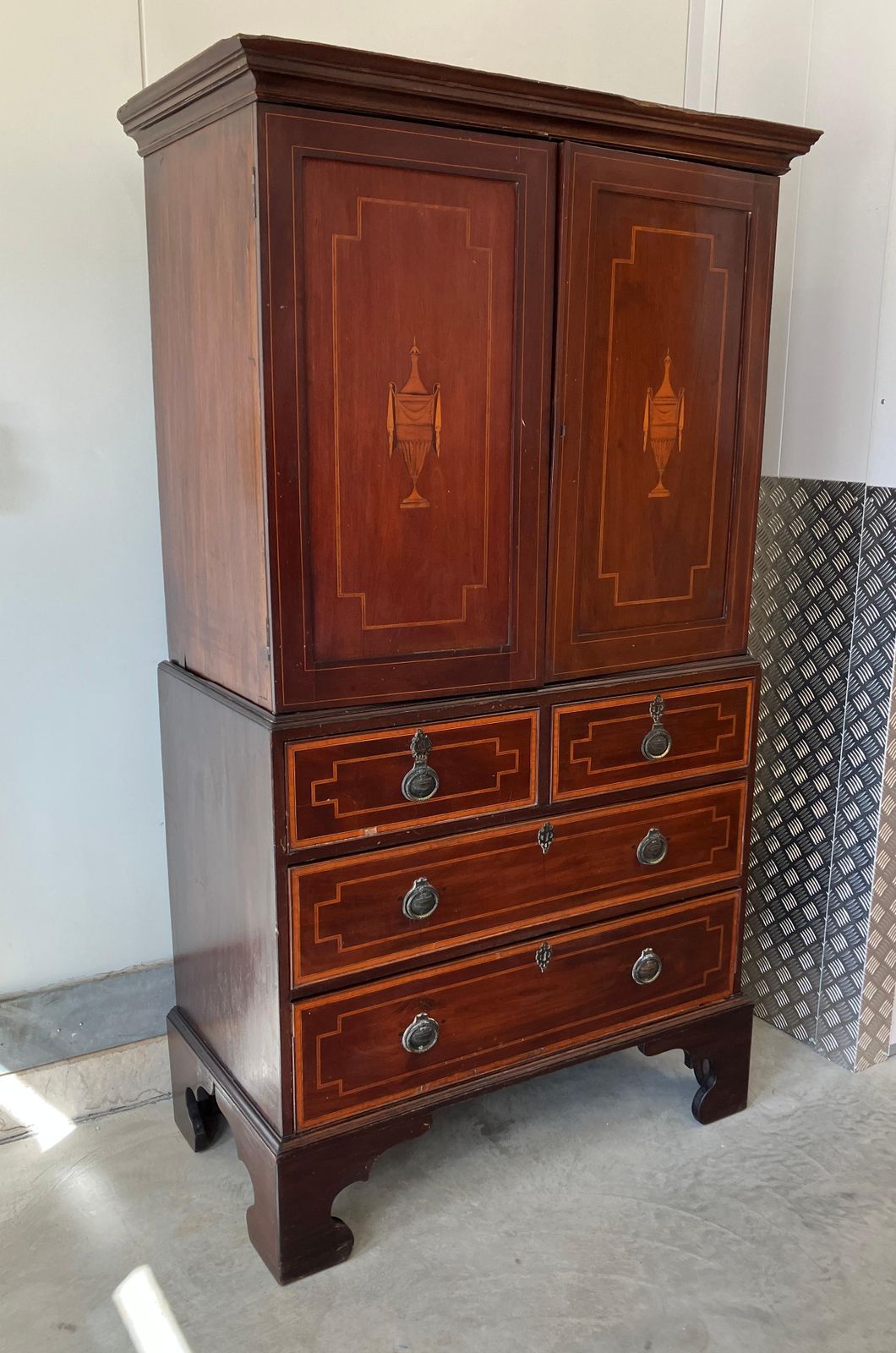Antique Linen Press, English, Georgian, Housekeeper's Cupboard, Circa 1780 photo Furniture