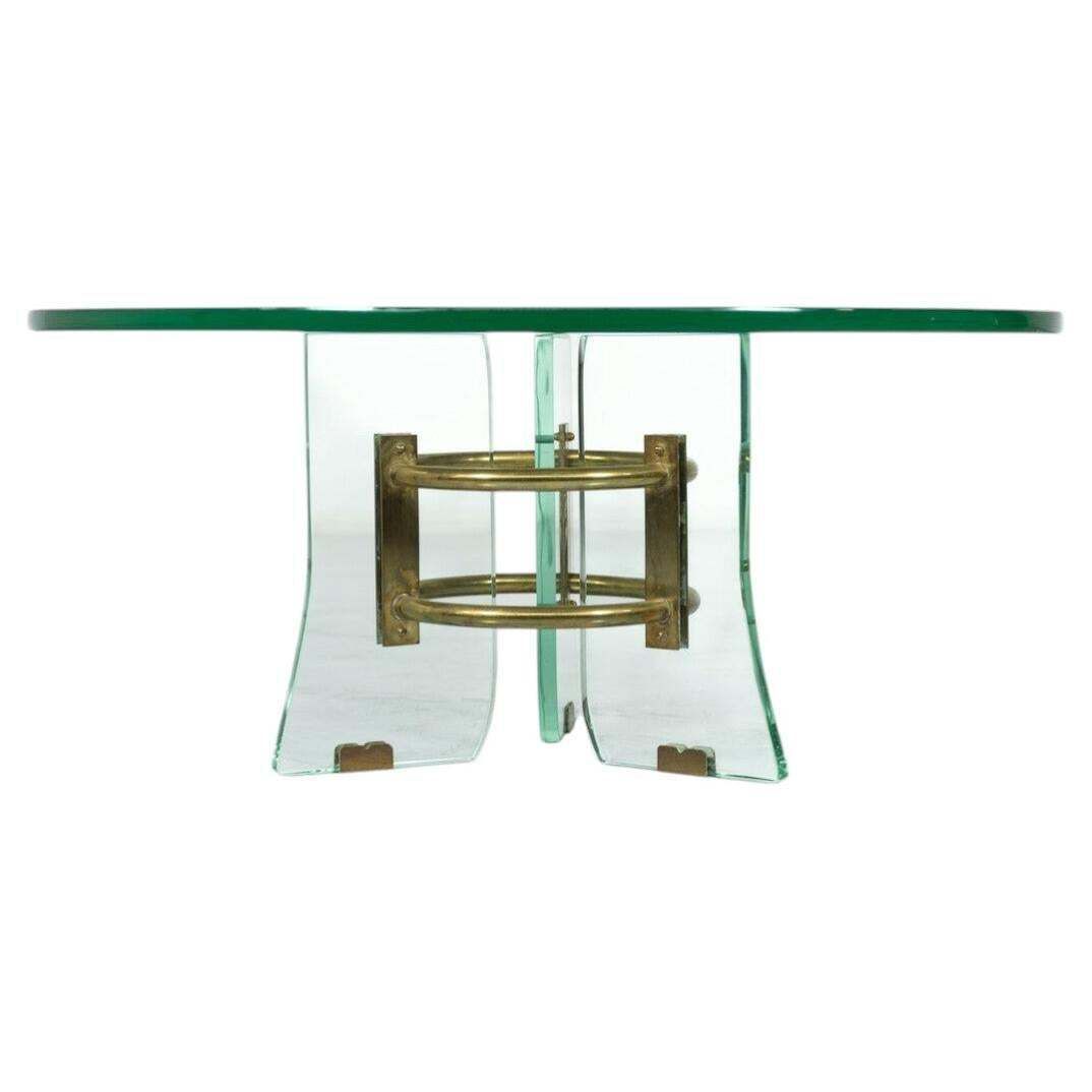 Glass And Brass Coffee Table By Pietro Chiesa For Fontana Arte, Italy