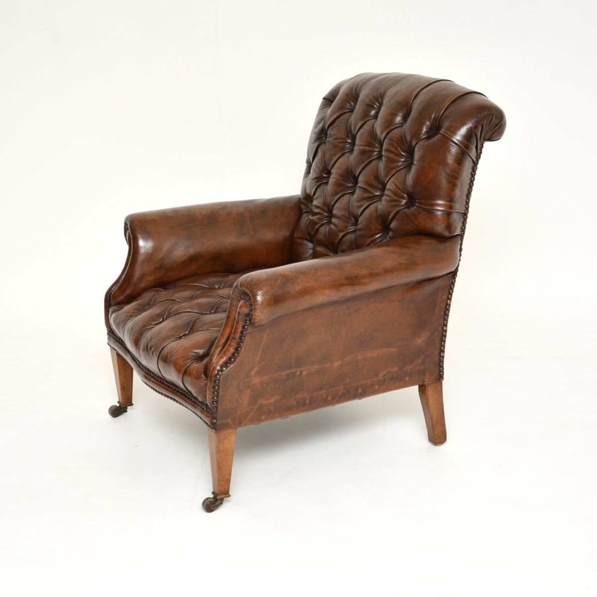 Antique Edwardian Leather Armchair photo for sale