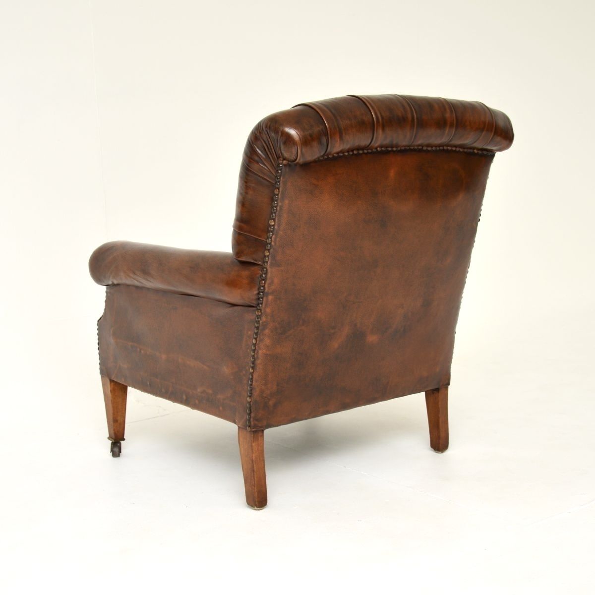 Antique Edwardian Leather Armchair photo vintage