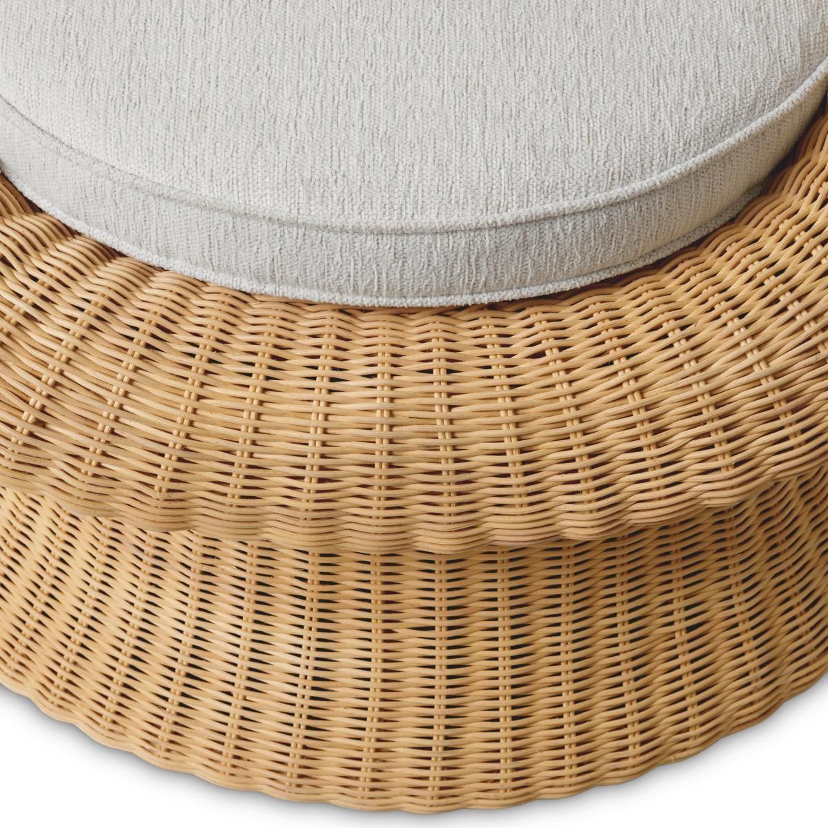 Natural Rattan Lounge Chair With Cream Fabric photo vinterior