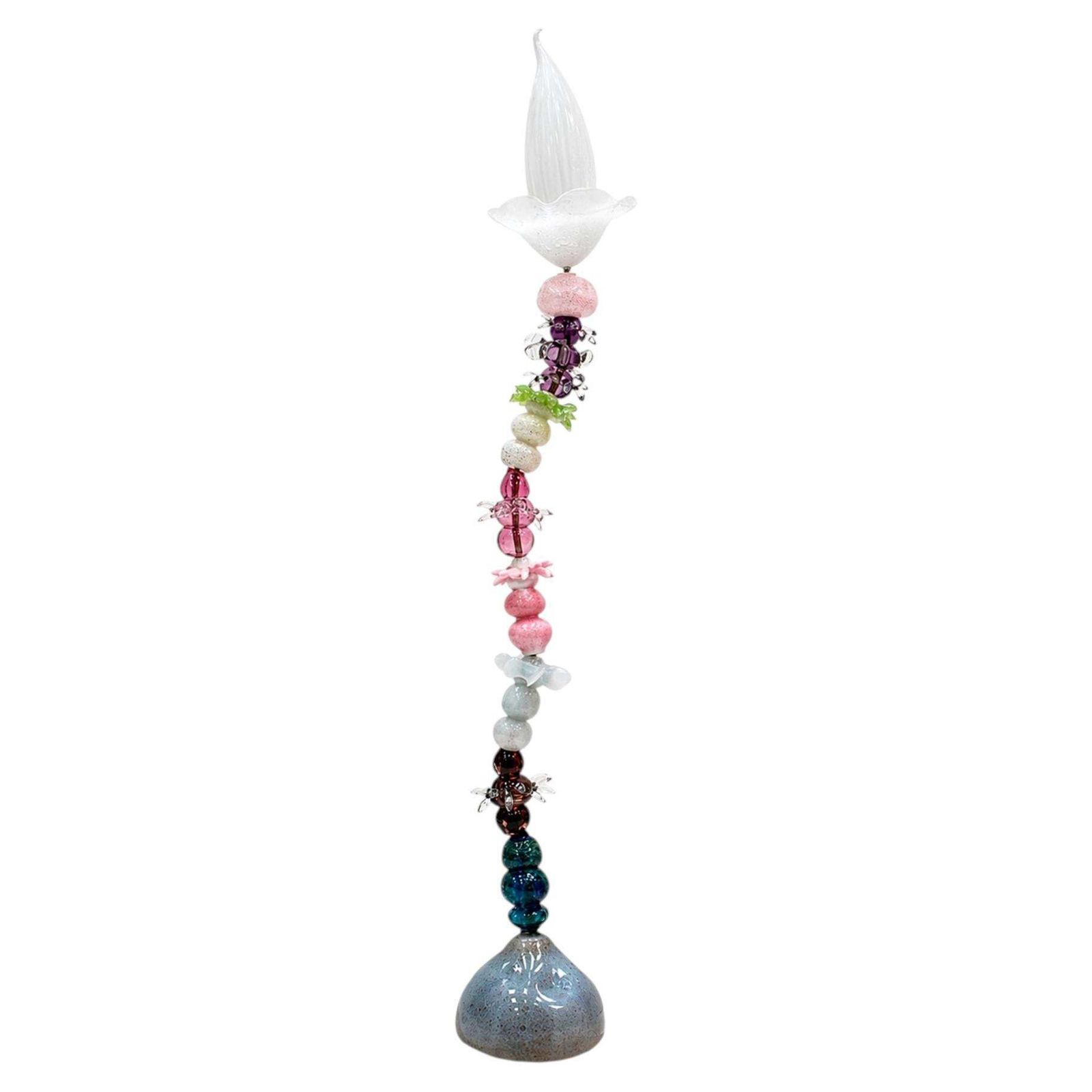 Contemporary Art Nouveau Style Floor Lamp With Multicolored Crystal Flowers
