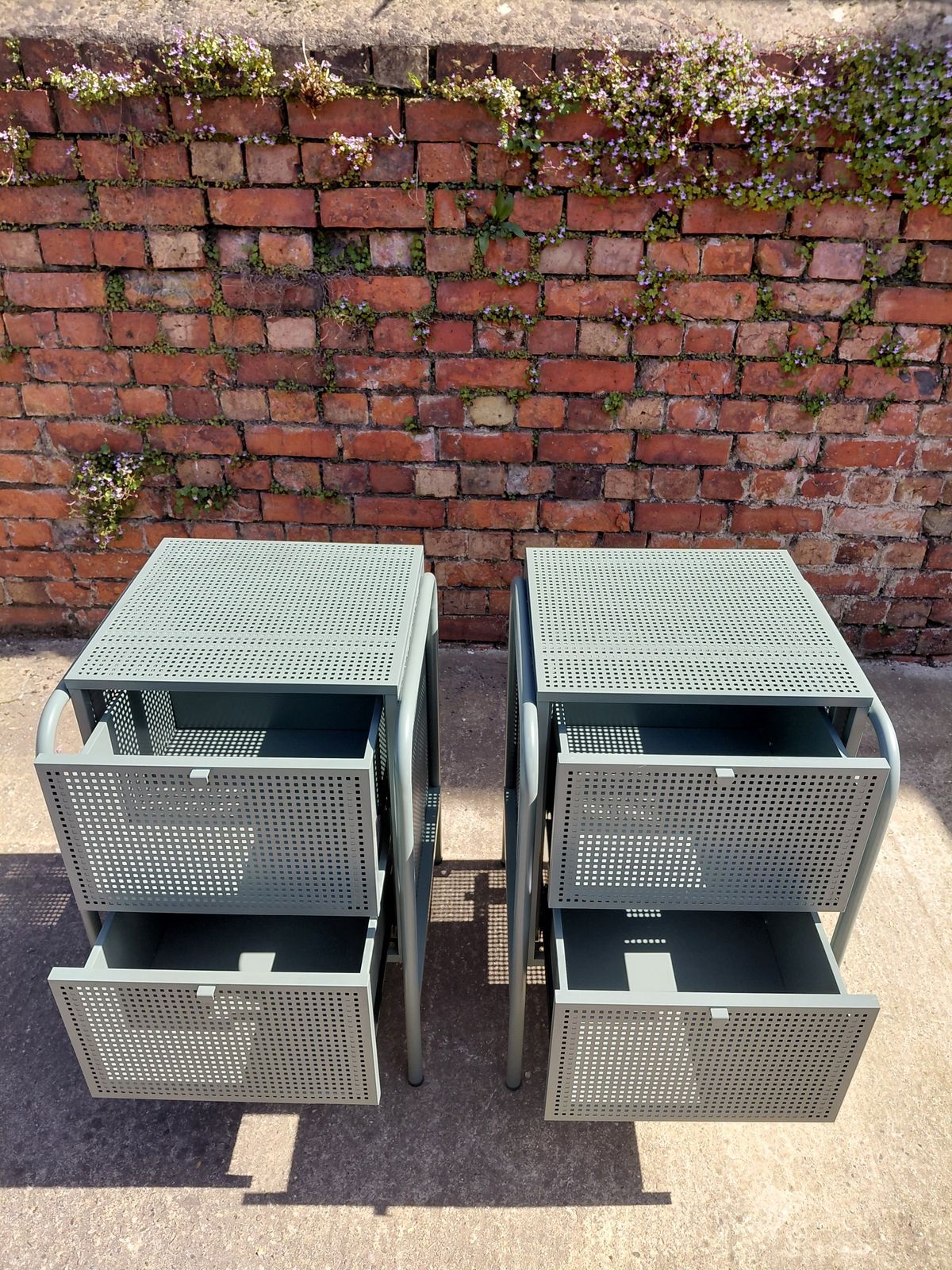 Pair Of Ikea Nikkeby 2 Drawer Chests / Grey Green photo buy