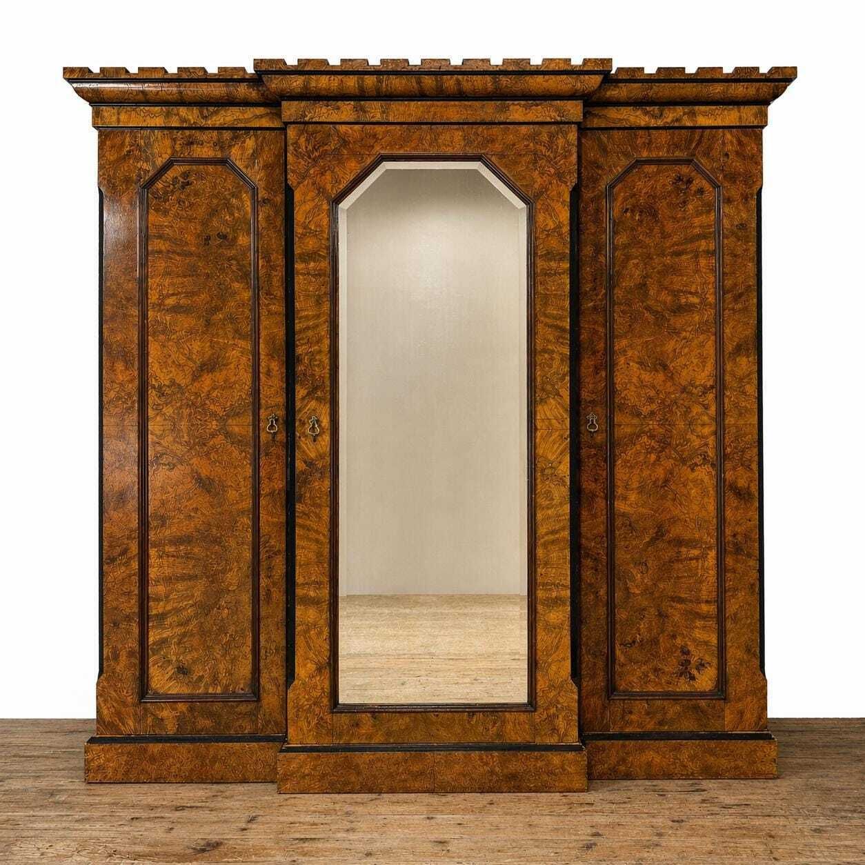 Antique Victorian Walnut Triple Compactum Wardrobe | Antique Wardrobe | Storage Cupboard | Antique Storage | Vintage Furniture