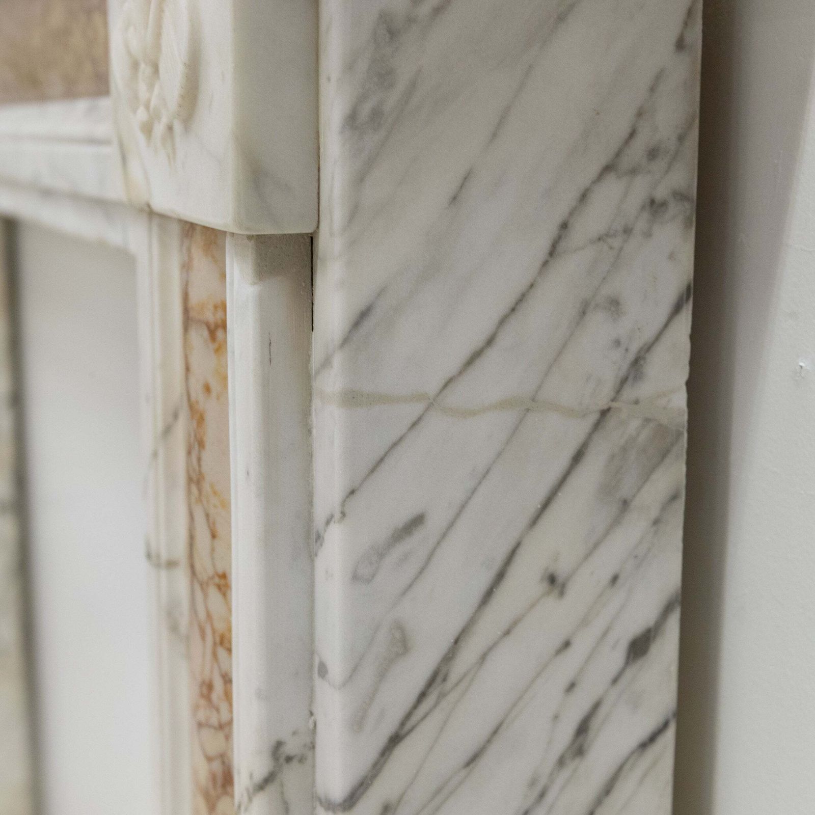 Regency Carrara Marble Fireplace Surround With Brocatelle Inlay photo vinterior