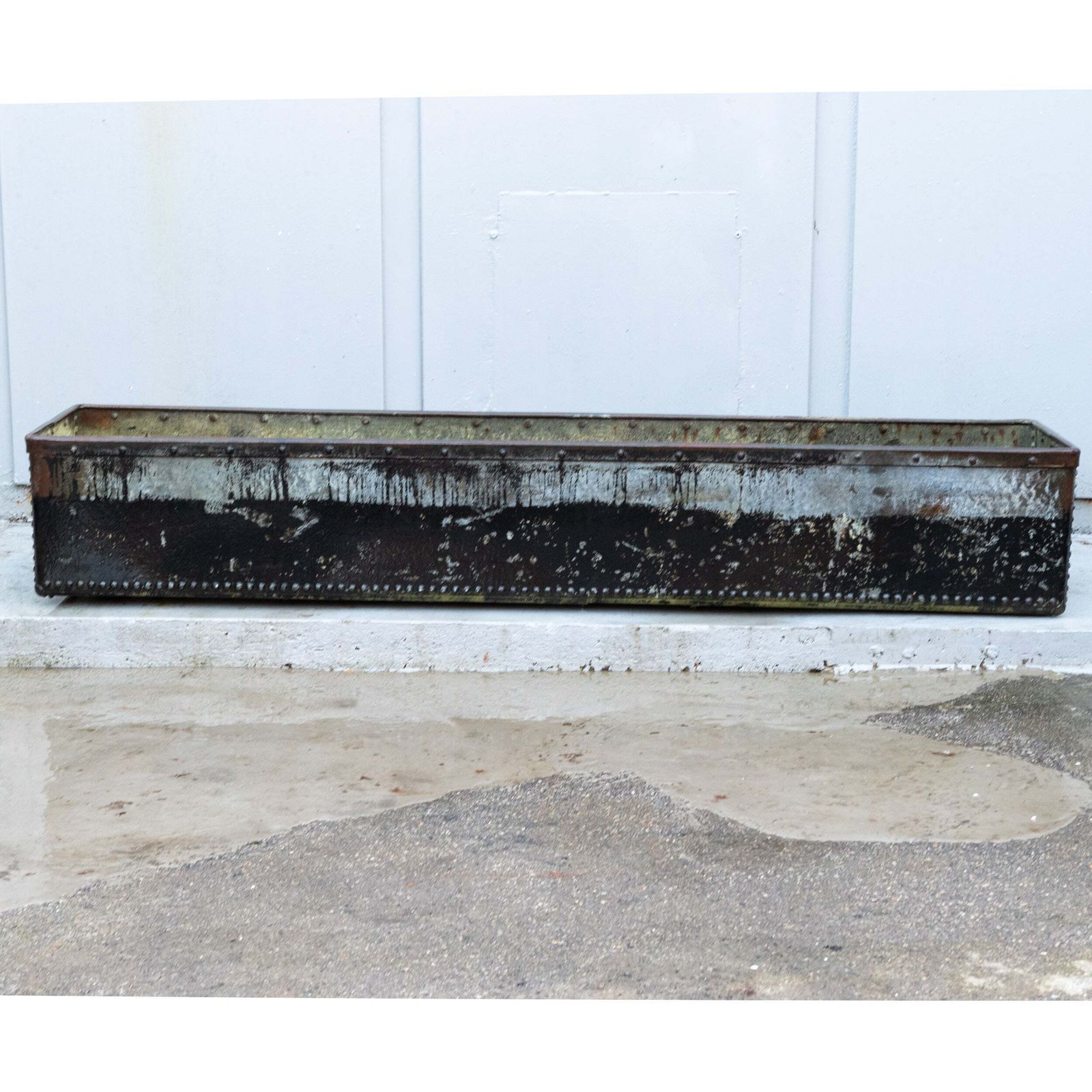 Antique Early 20th Century Rivetted & Galvanised Garden Trough Planter photo furniture