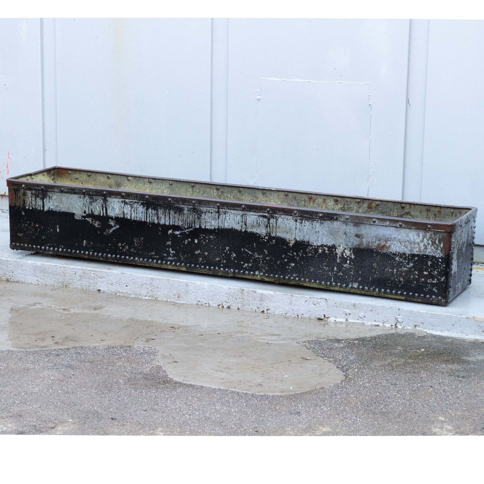 Antique Early 20th Century Rivetted & Galvanised Garden Trough Planter photo for sale